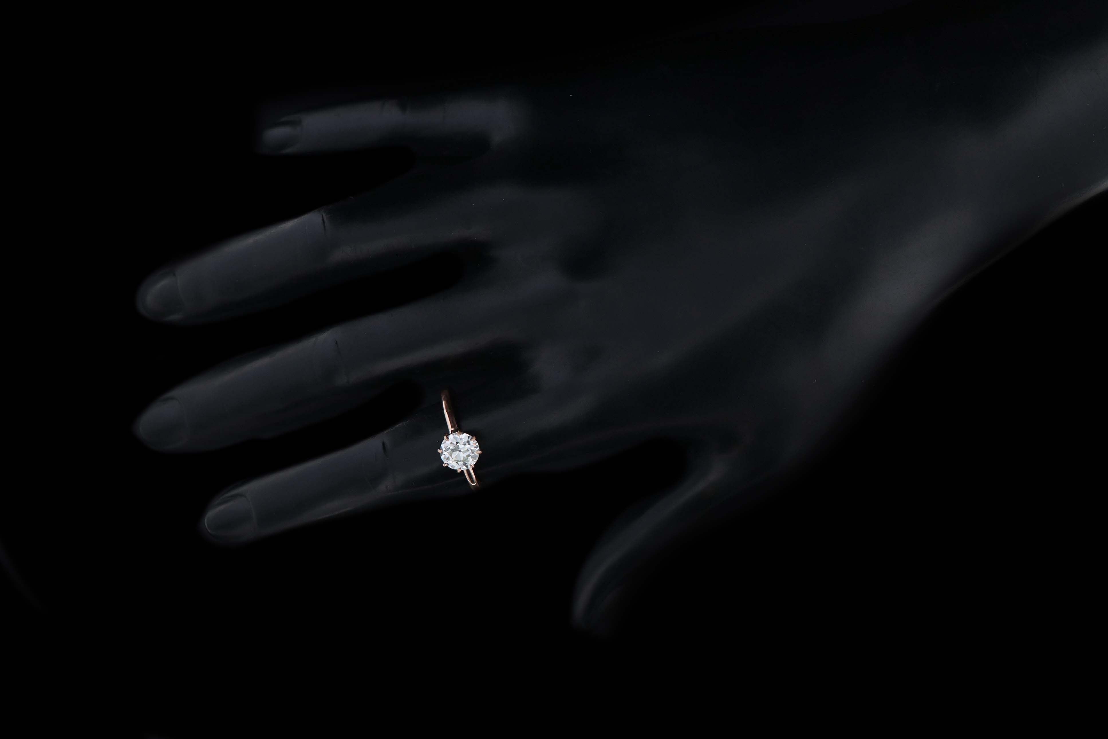 Victorian 14K Rose Gold 1.43 Carat Old European Cut Diamond Engagement Ring GIA Certified - Queen May