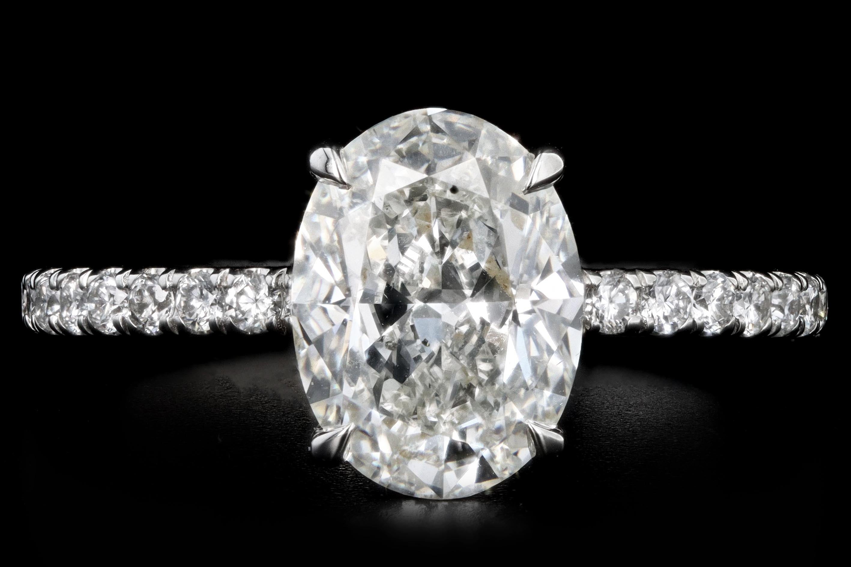 New Platinum 2.02 Carat Oval Diamond Engagement Ring GIA Certified - Queen May