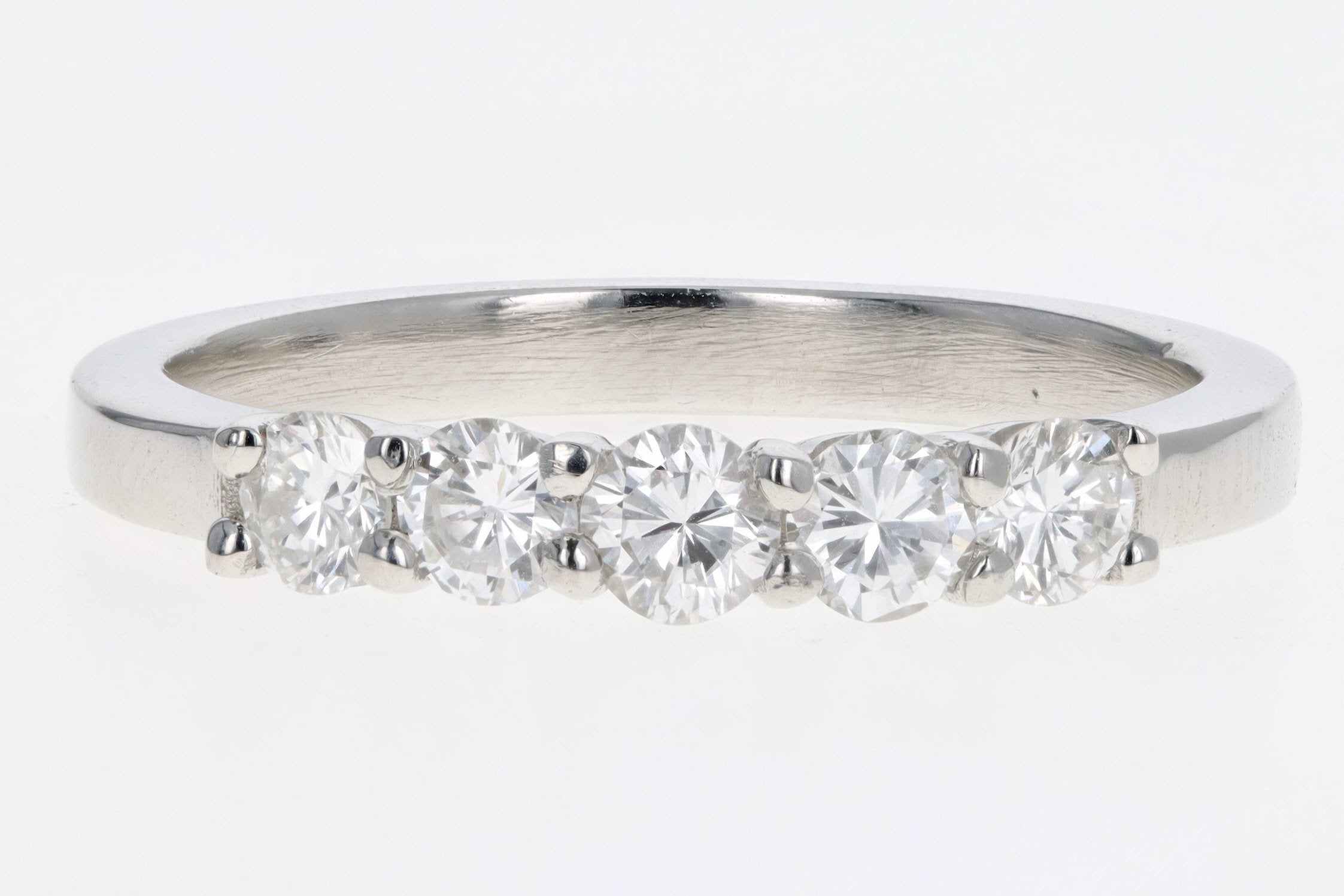 New Platinum .59 Carat Total Weight Diamond Five Stone Band - Queen May