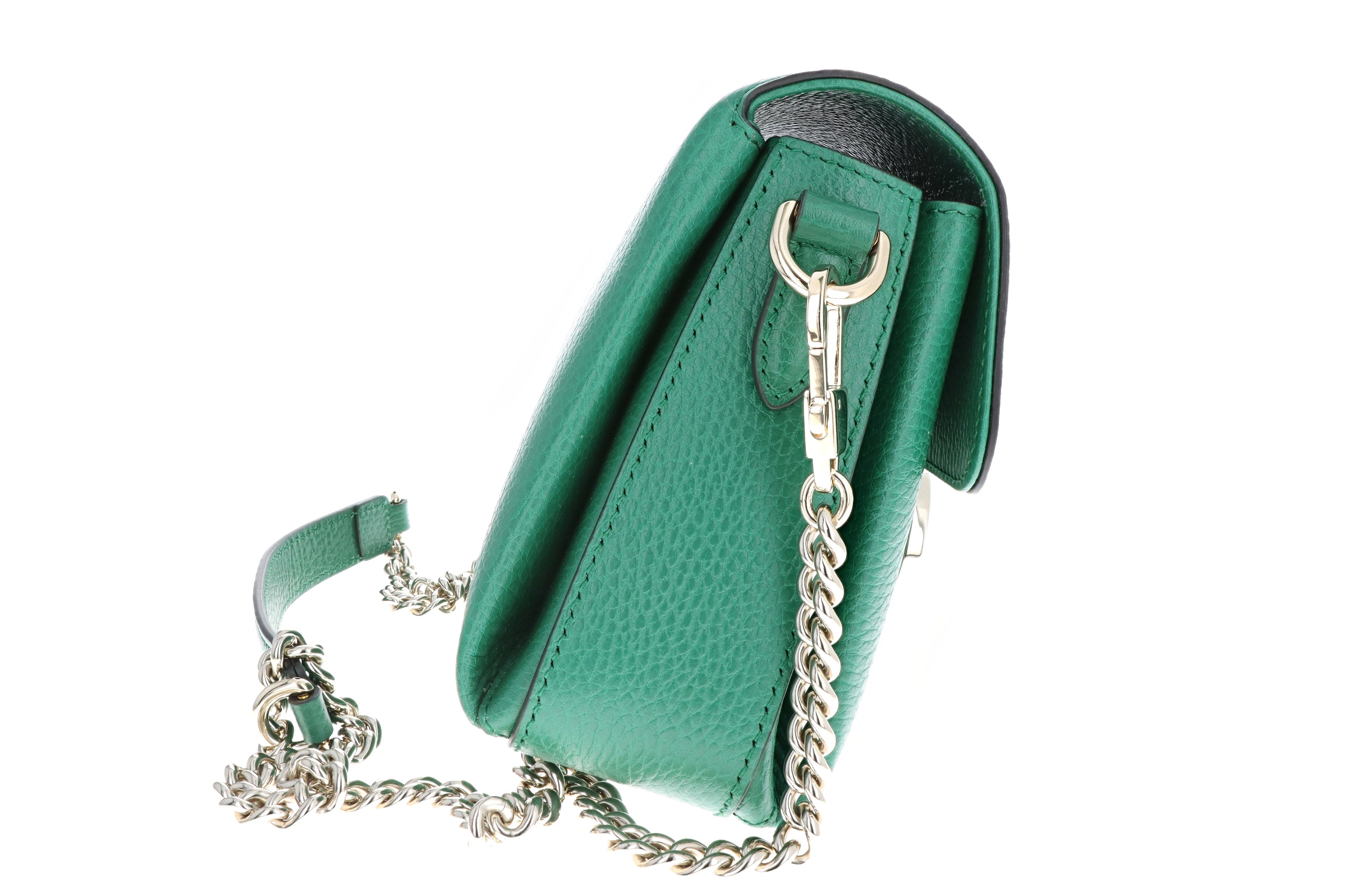 Gucci Dollar Calfskin Interlocking G Small Green Crossbody - Queen May