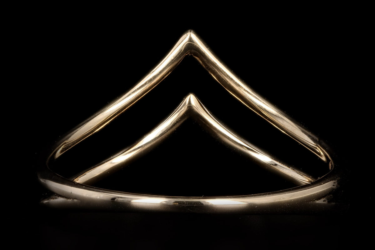 14K Yellow Gold Double V Ring - Queen May