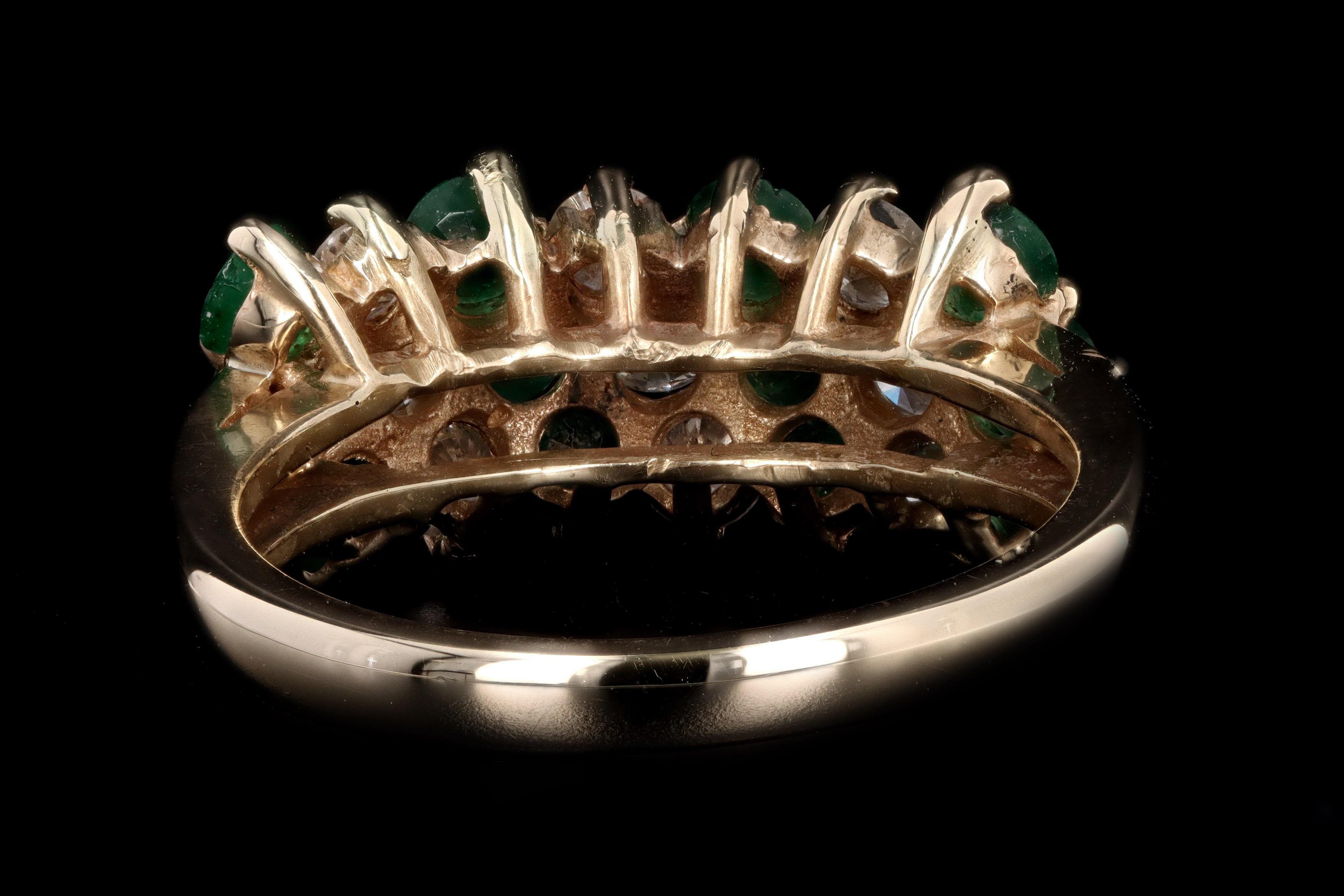 Vintage 14K Yellow Gold Round Brilliant Diamond & Emerald Ring - Queen May