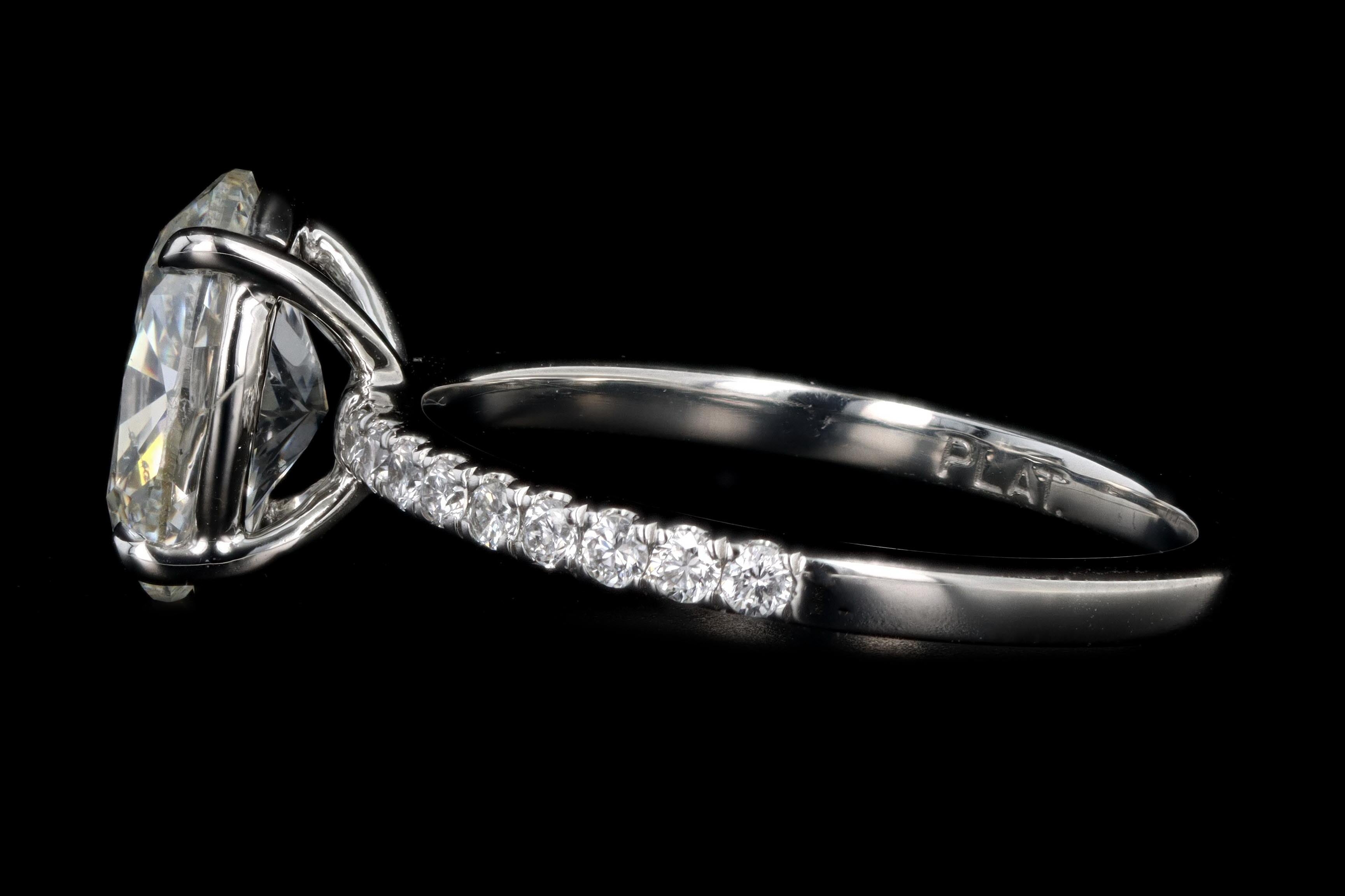 New Platinum 2.02 Carat Oval Diamond Engagement Ring GIA Certified - Queen May