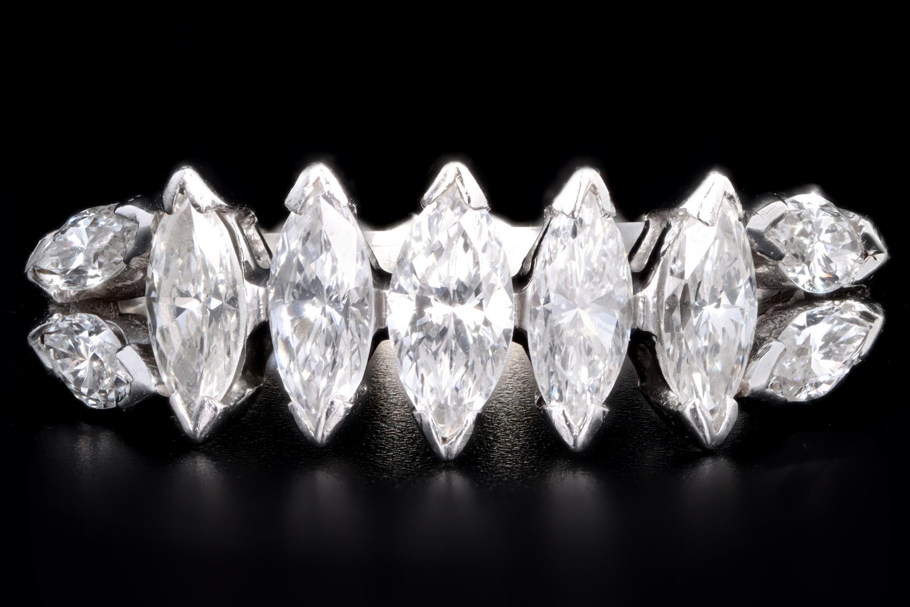 Modern 14K White Gold .75 Carat Total Weight Marquise Cut Diamond Band - Queen May