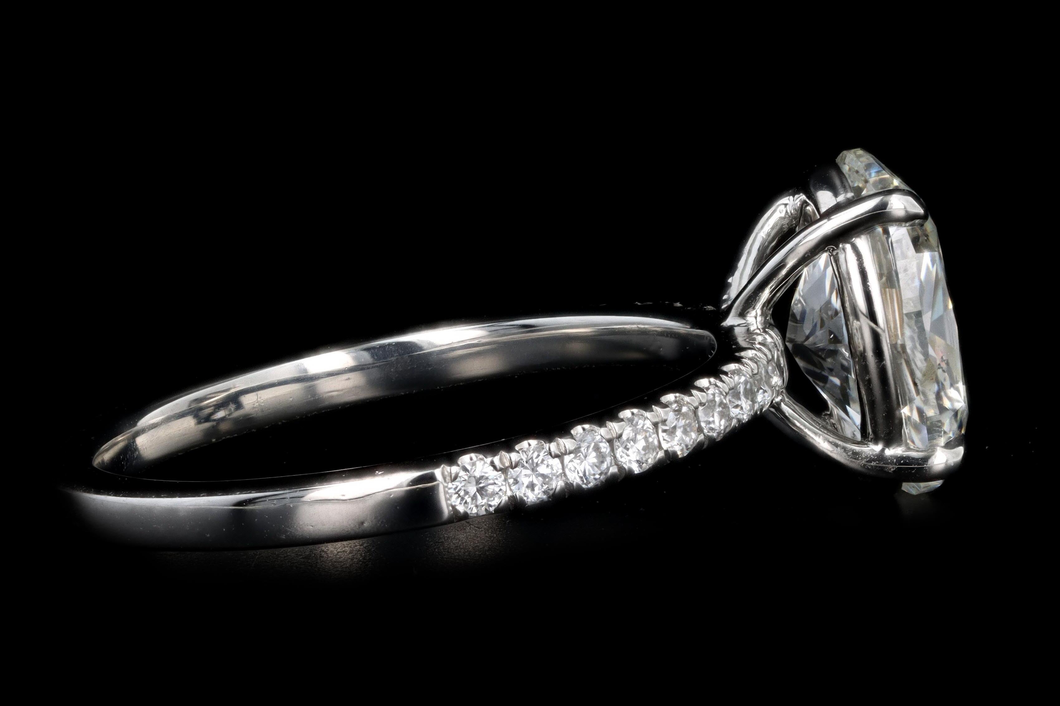 New Platinum 2.02 Carat Oval Diamond Engagement Ring GIA Certified - Queen May