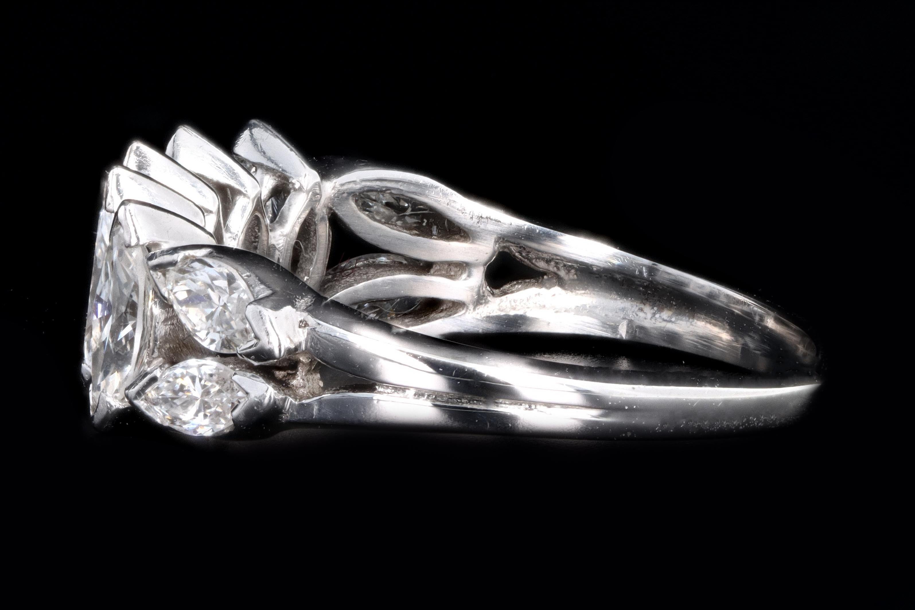 Modern 14K White Gold .75 Carat Total Weight Marquise Cut Diamond Band - Queen May