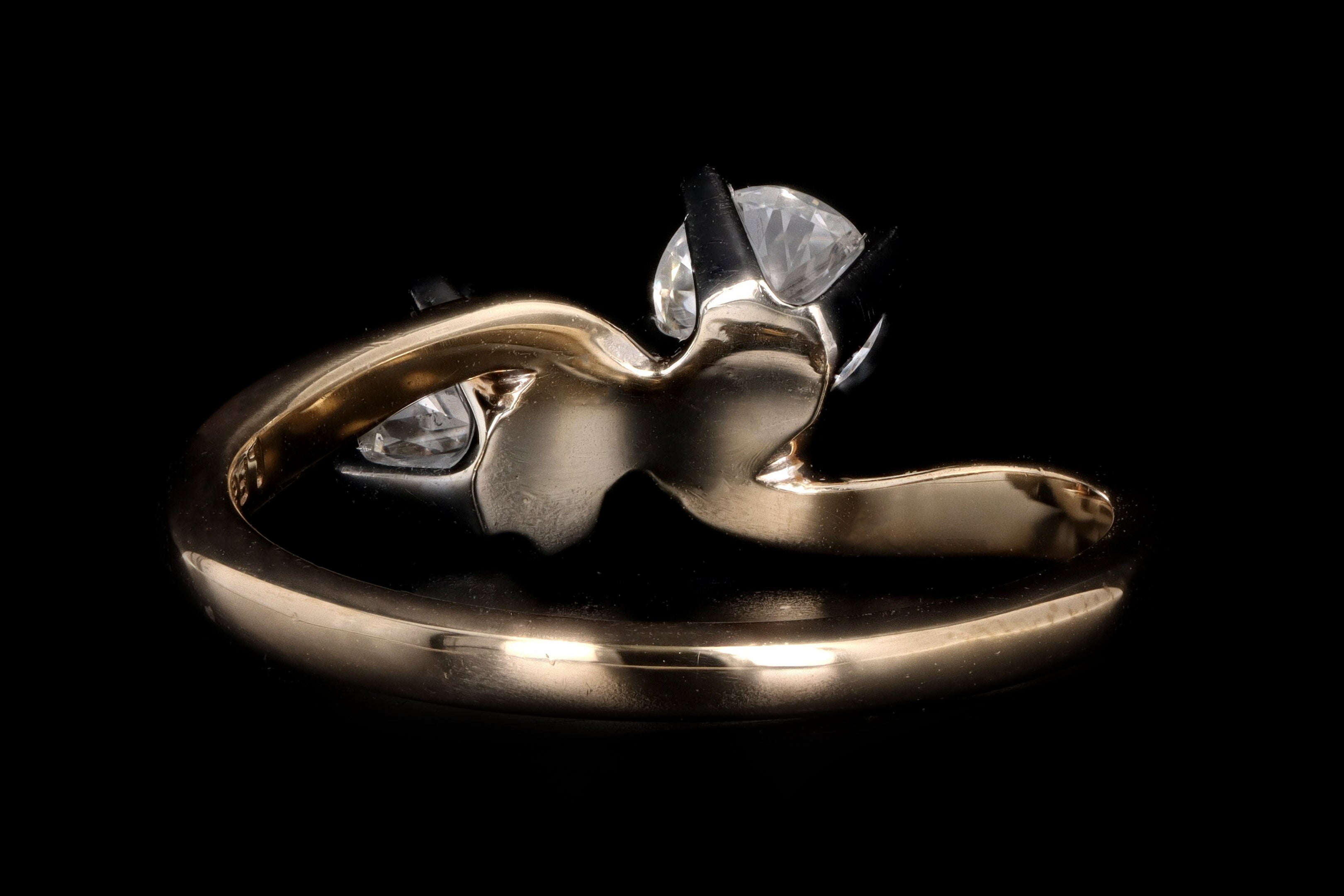 Vintage 14K Gold Old European Cut Diamond Toi Et Moi Ring - Queen May