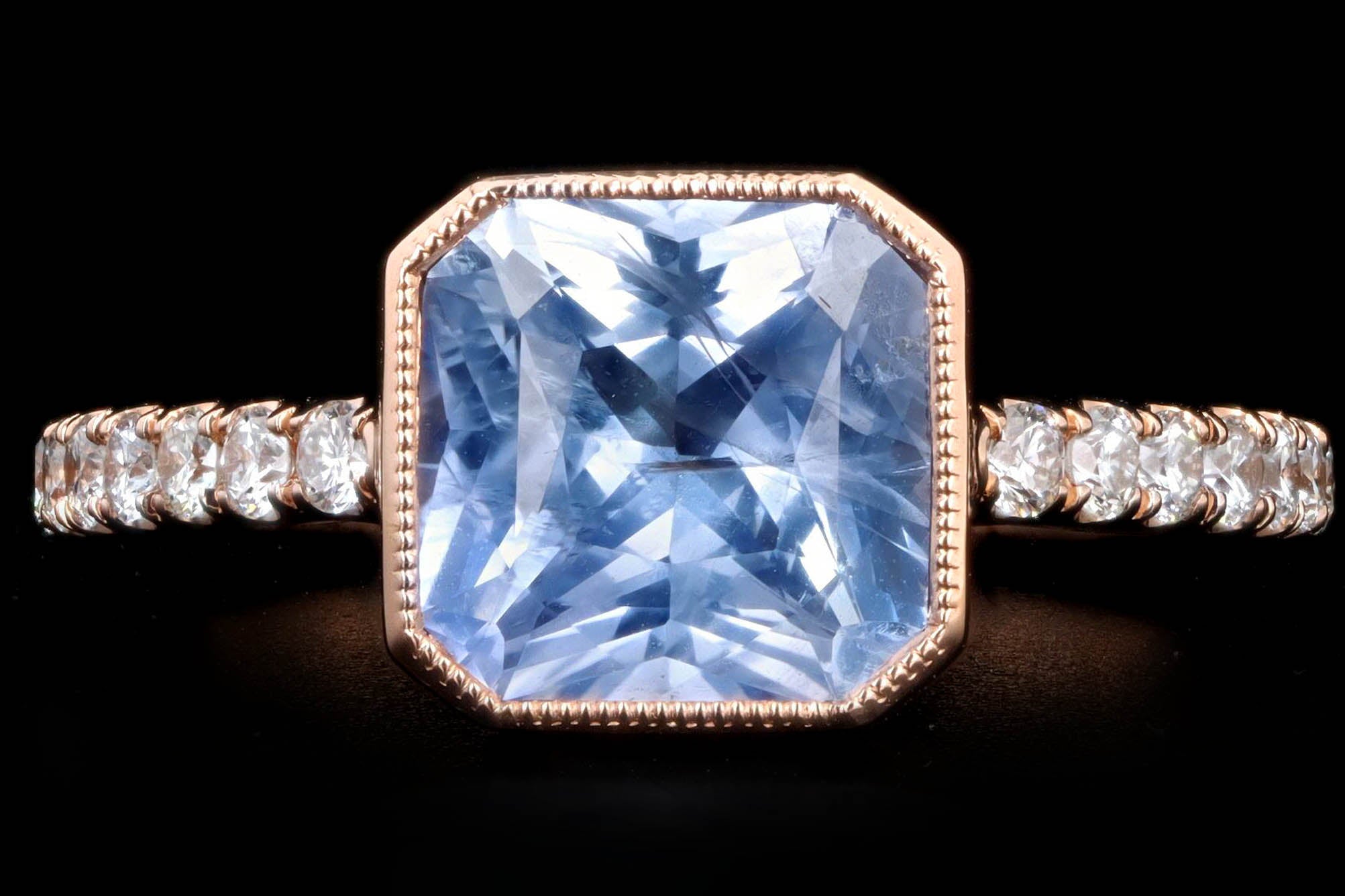 New 18K Rose Gold 2.13 Carat Natural No Heat Ceylon Sapphire & Diamond Ring GIA Certified - Queen May