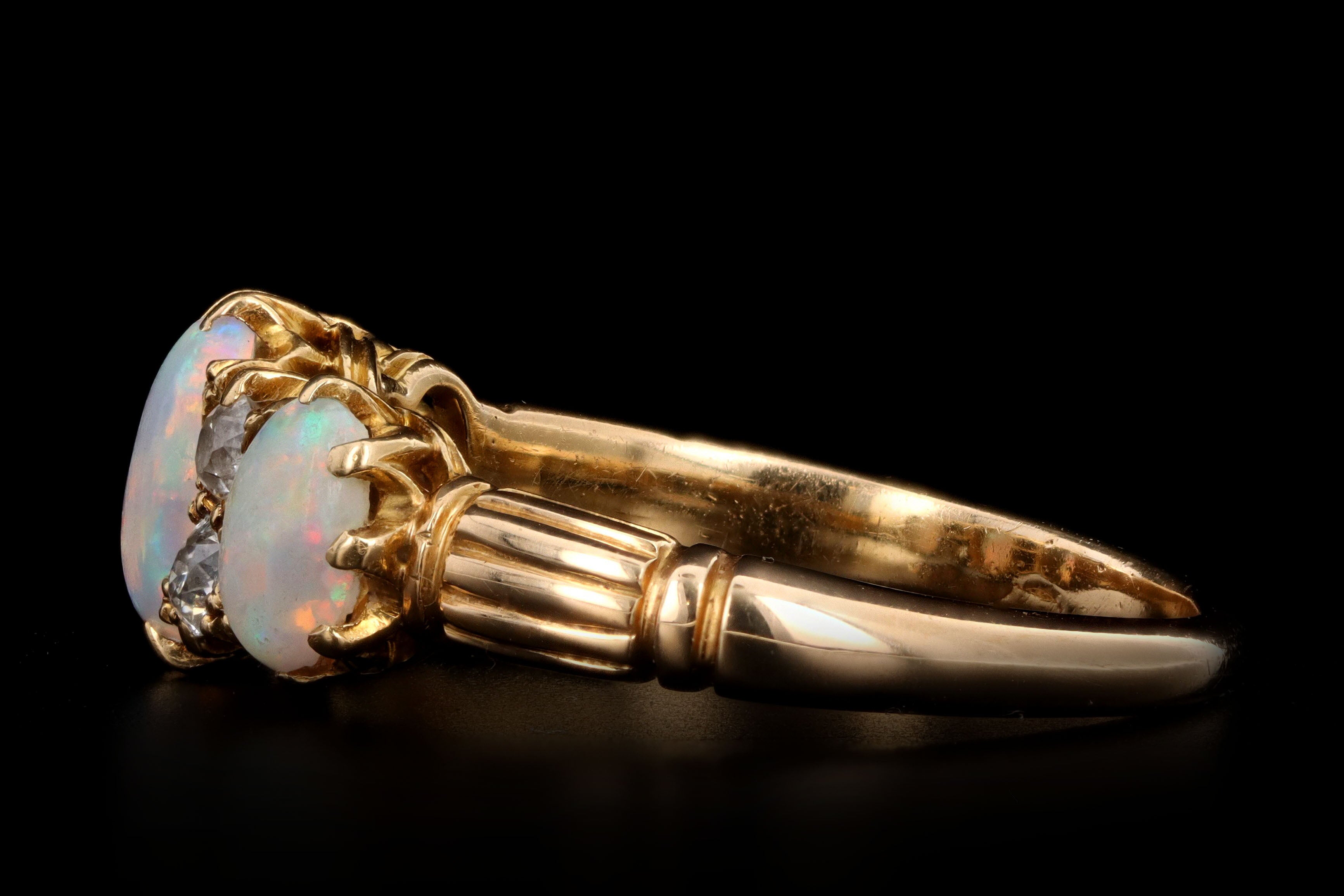 Victorian 18k yellow gold opal and diamond ring - Queen May