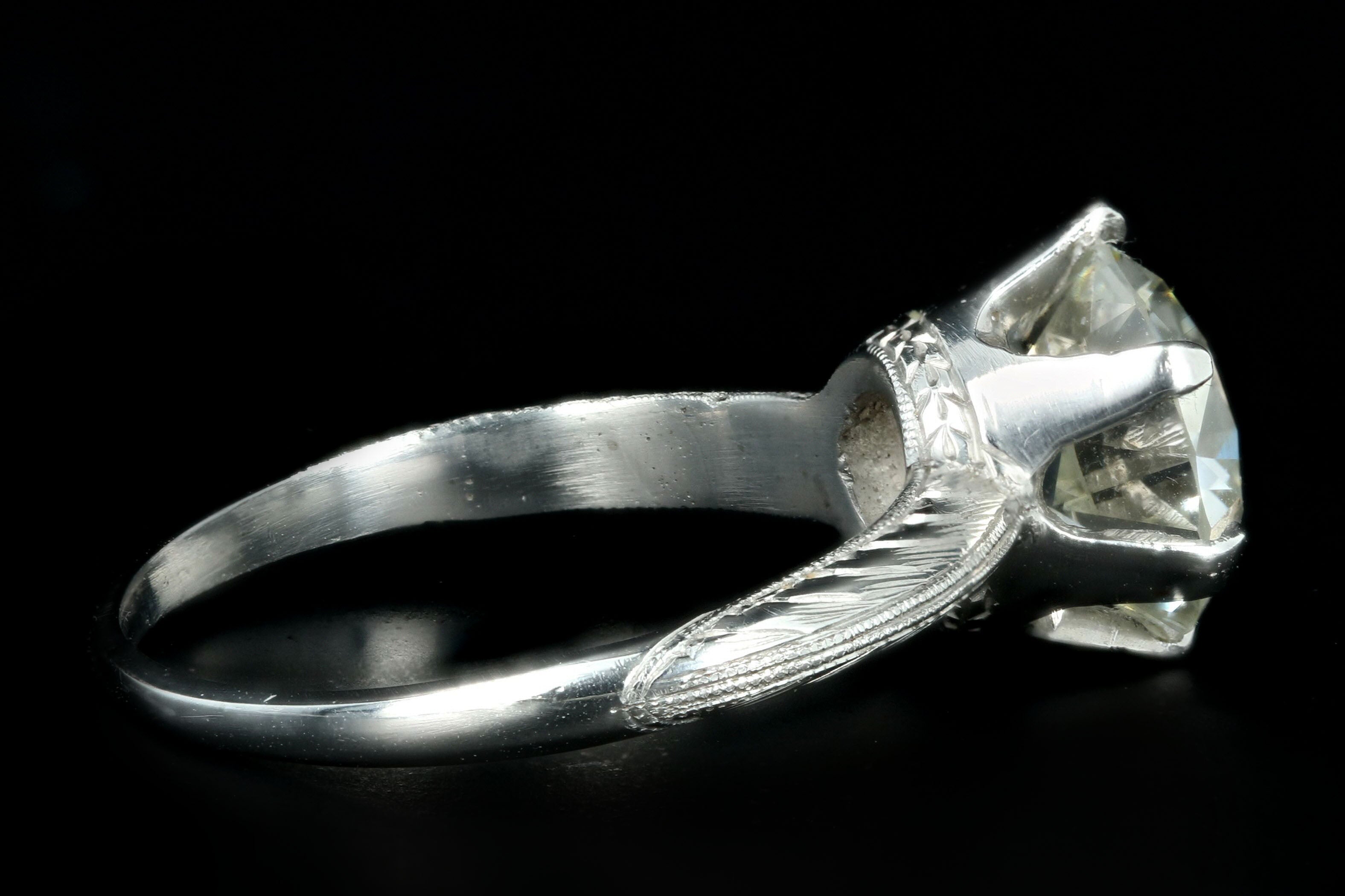 Art Deco Platinum 2.86 Carat Old European Cut Diamond Engagement Ring GIA Certified - Queen May