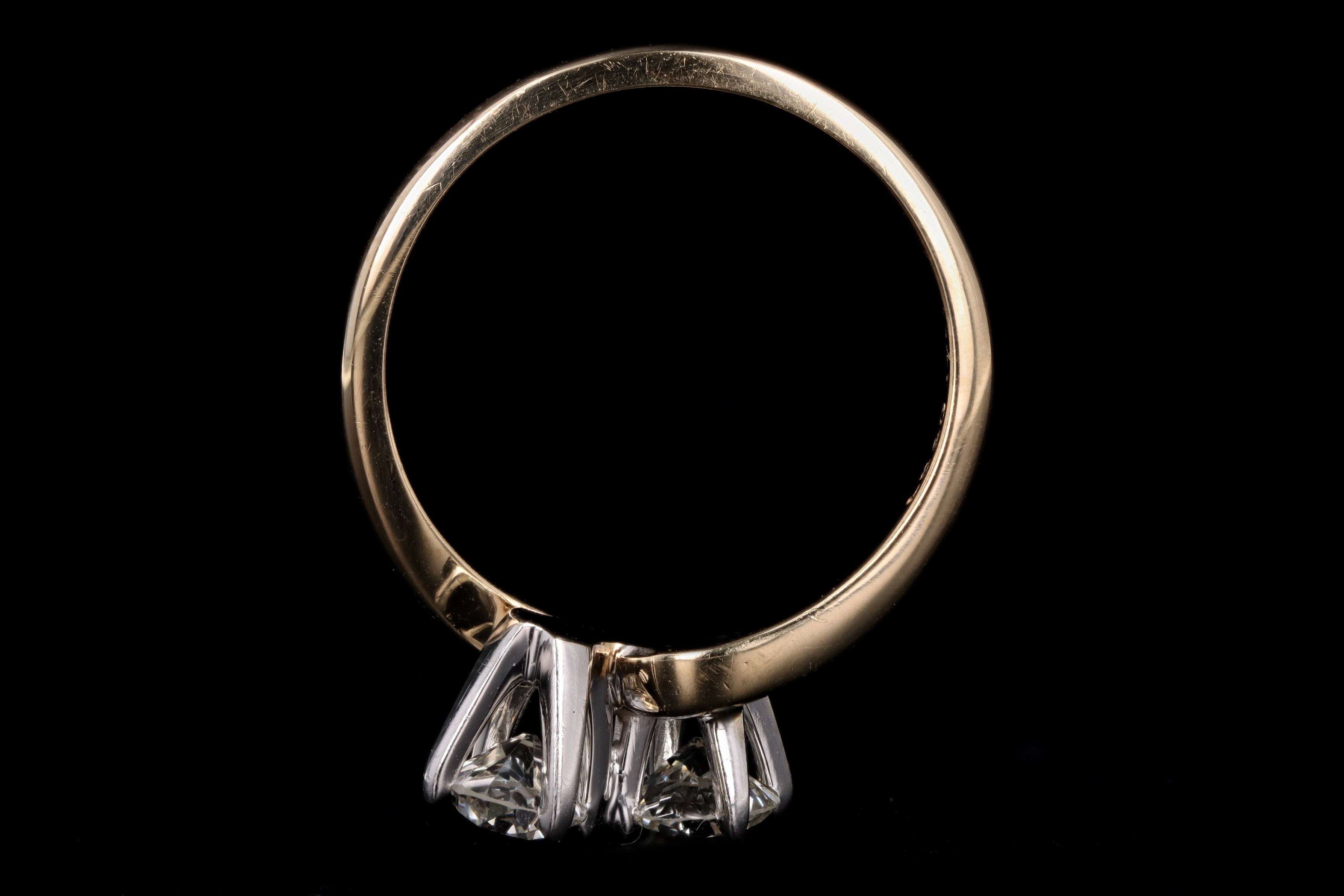 Vintage 14K Gold Old European Cut Diamond Toi Et Moi Ring - Queen May