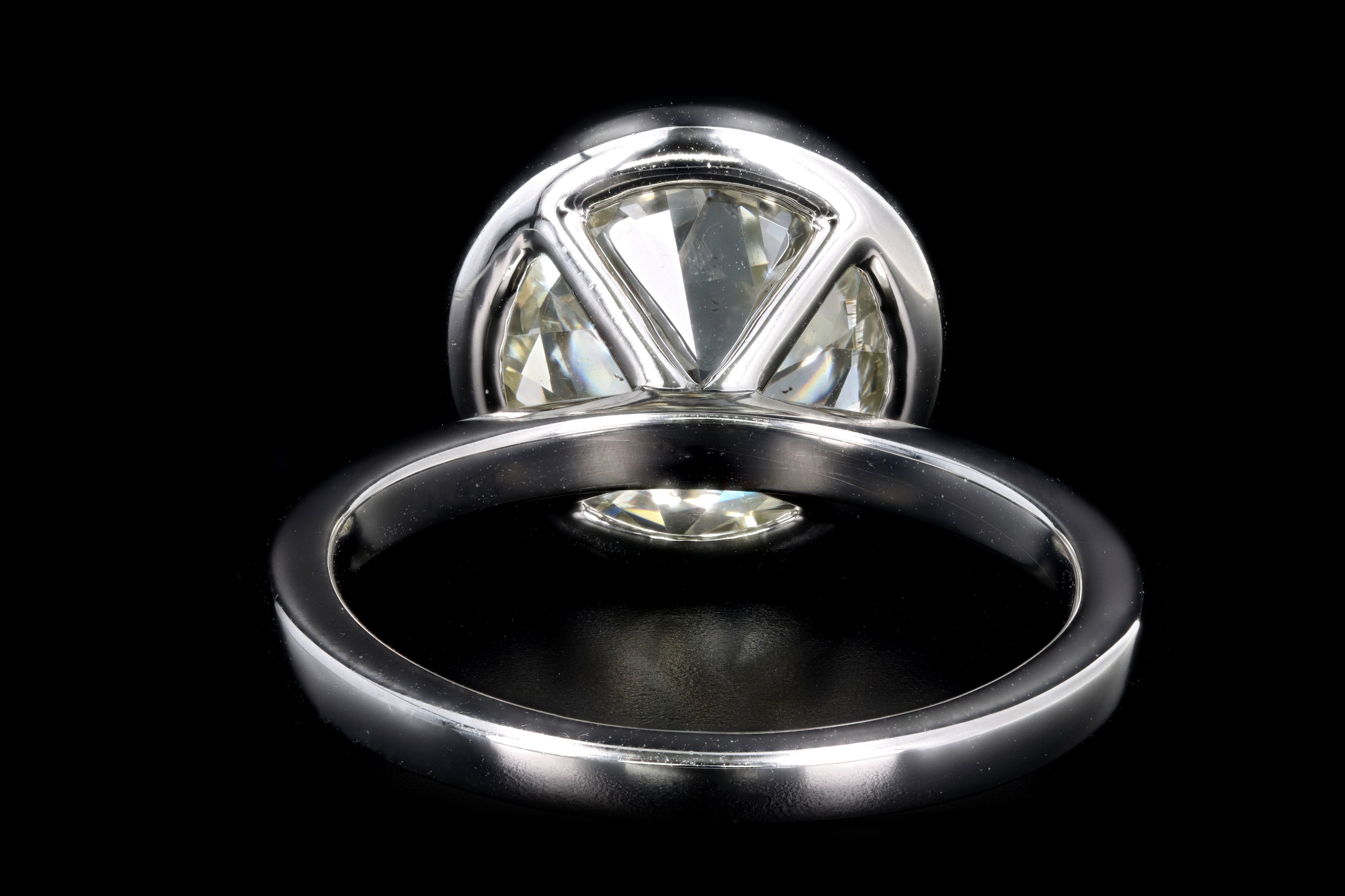 New Platinum 4.52 Carat Old European Diamond Bezel Engagement Ring - Queen May