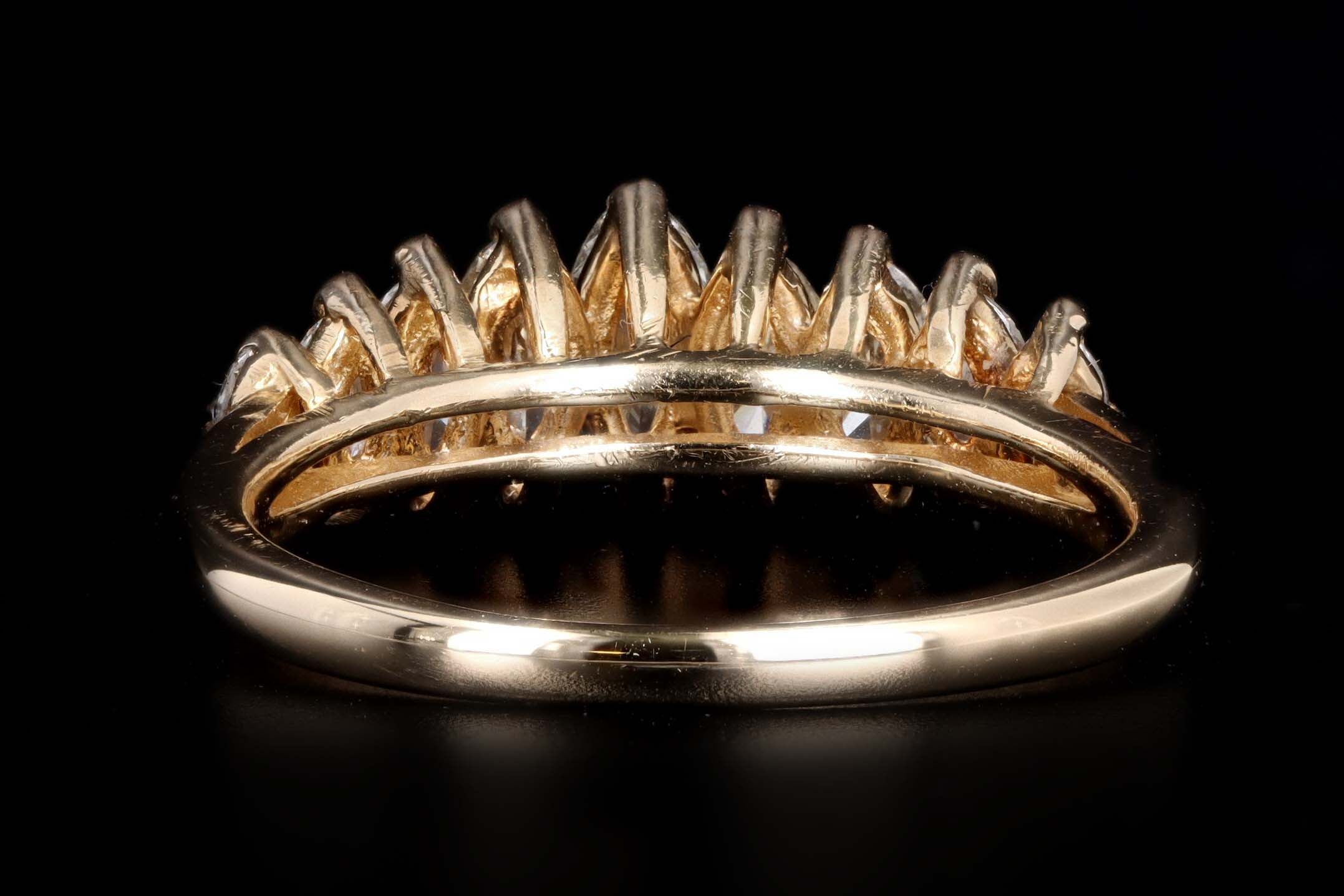 Vintage 14K Yellow Gold .85 Carat Total Weight Marquise Diamond Band - Queen May