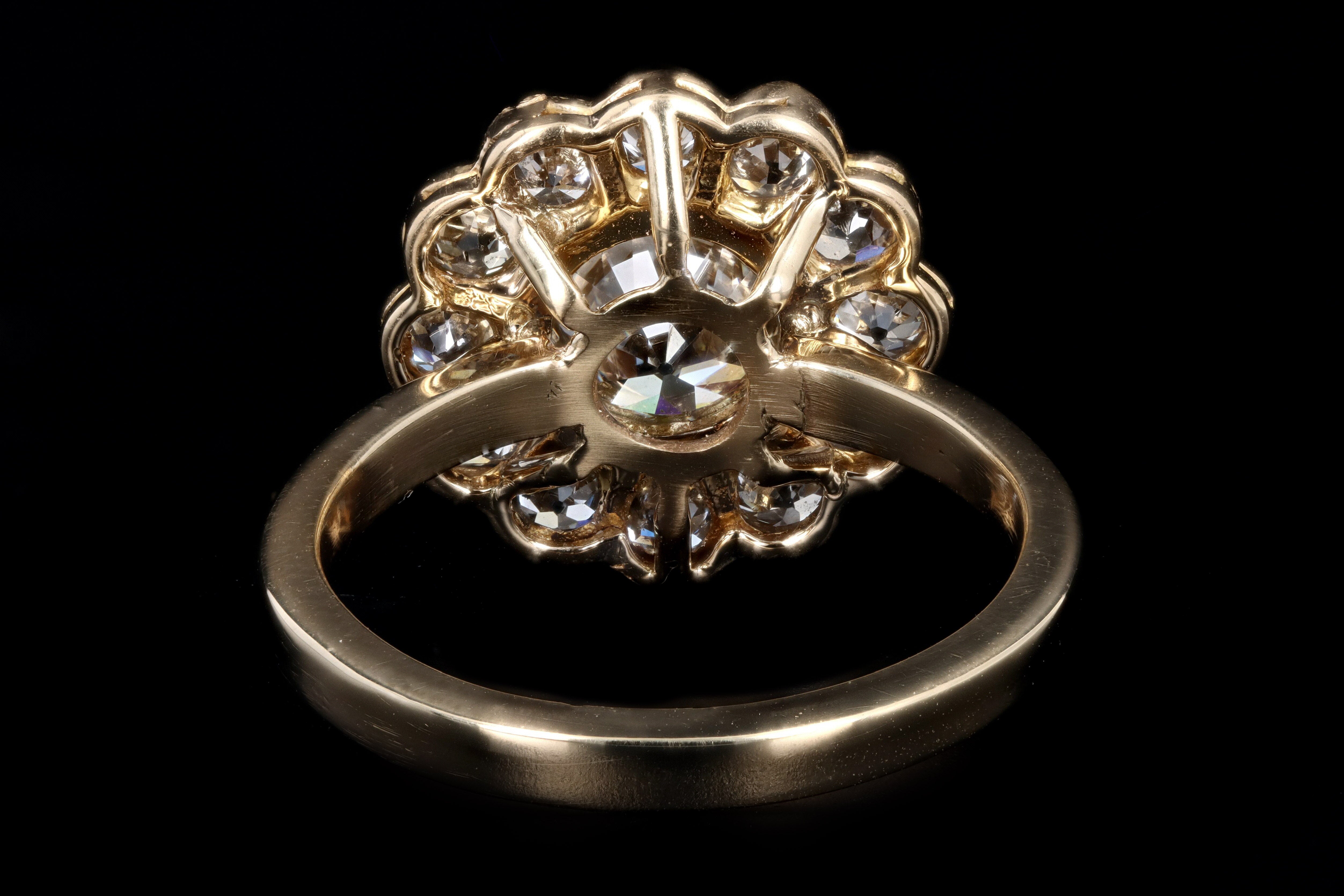 Edwardian Conversion 14K Yellow Gold 1.11 Carat Old European Cut Diamond Halo Ring GIA Certified - Queen May