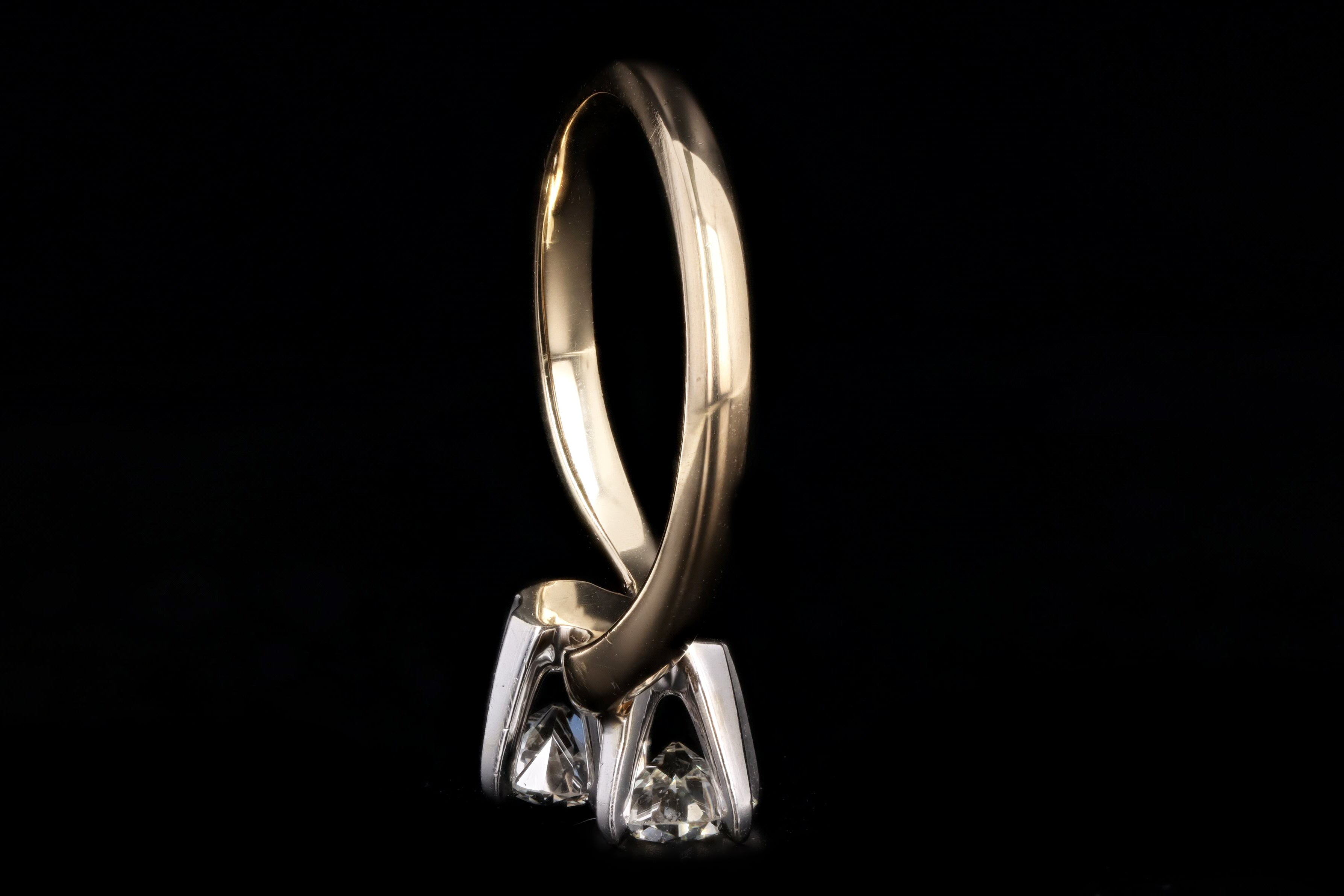 Vintage 14K Gold Old European Cut Diamond Toi Et Moi Ring - Queen May