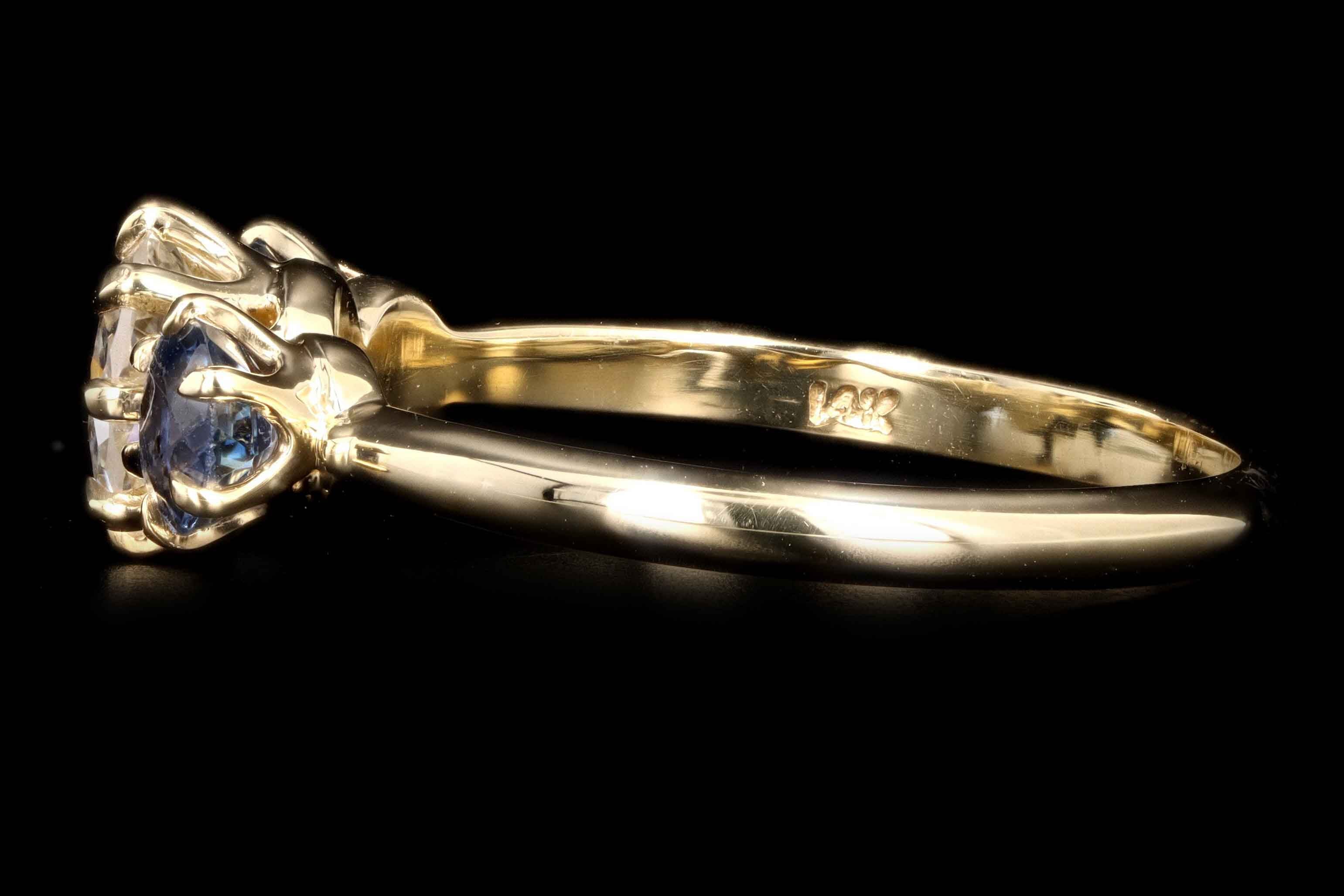 New Vintage Inspired 18K Yellow Gold .65 Carat Old European Cut Diamond & Yogo Gulch Sapphire Ring - Queen May