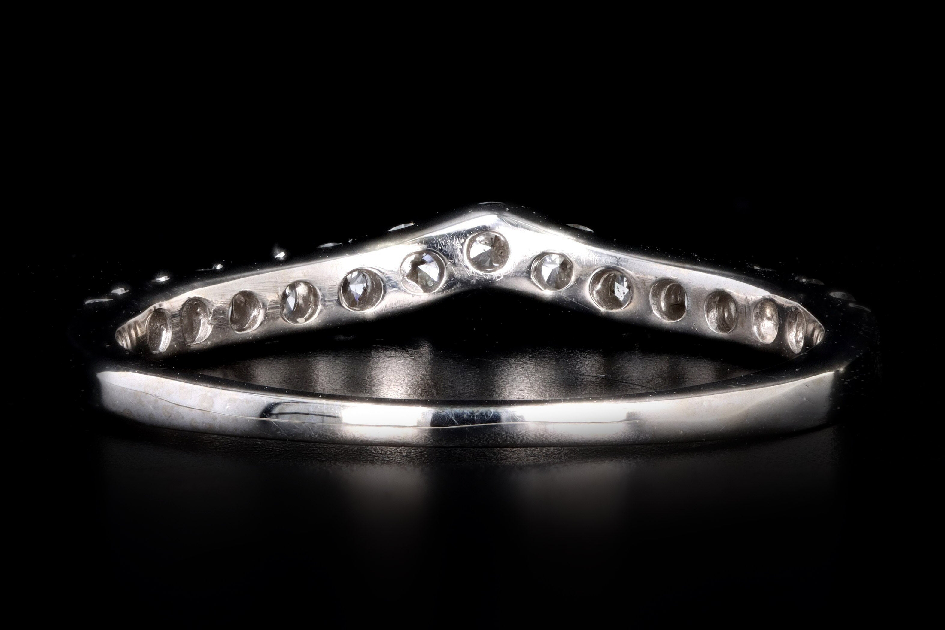 Modern 14K White Gold .50 Carat Round Brilliant Diamond Contour Wedding Band - Queen May