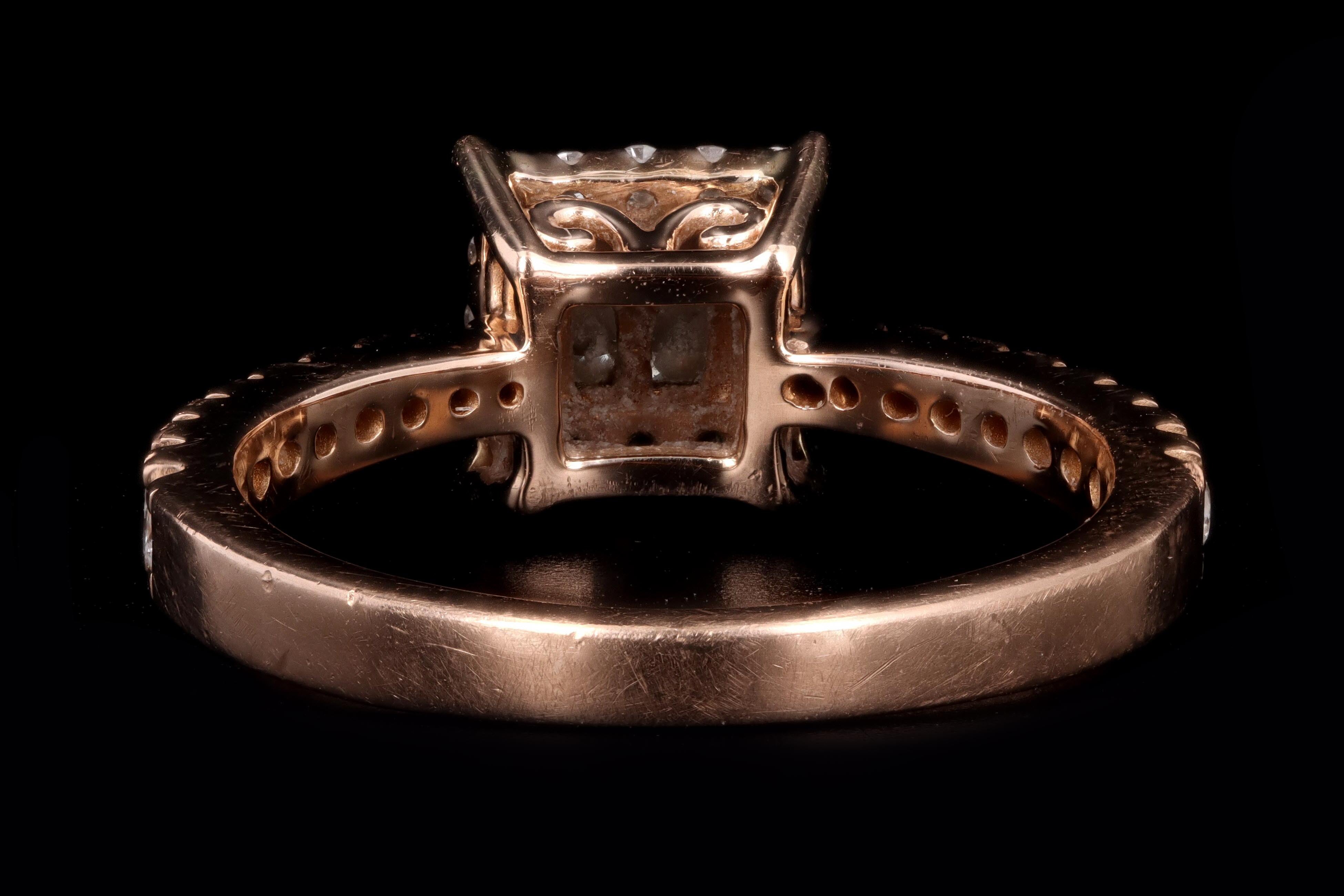 Modern 14K Rose Gold Princess Cut Diamond Cluster Engagement Ring - Queen May