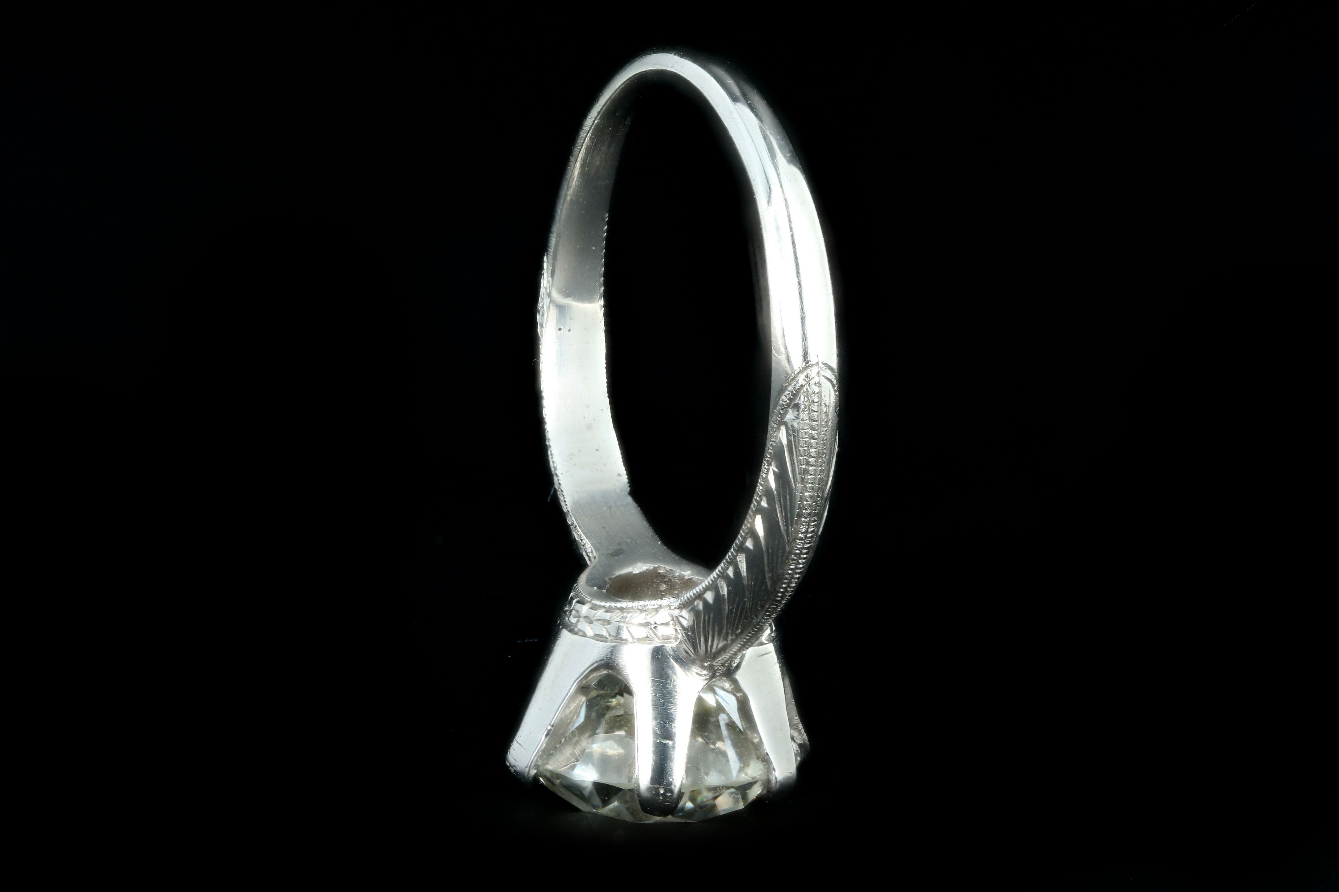 Art Deco Platinum 2.86 Carat Old European Cut Diamond Engagement Ring GIA Certified - Queen May