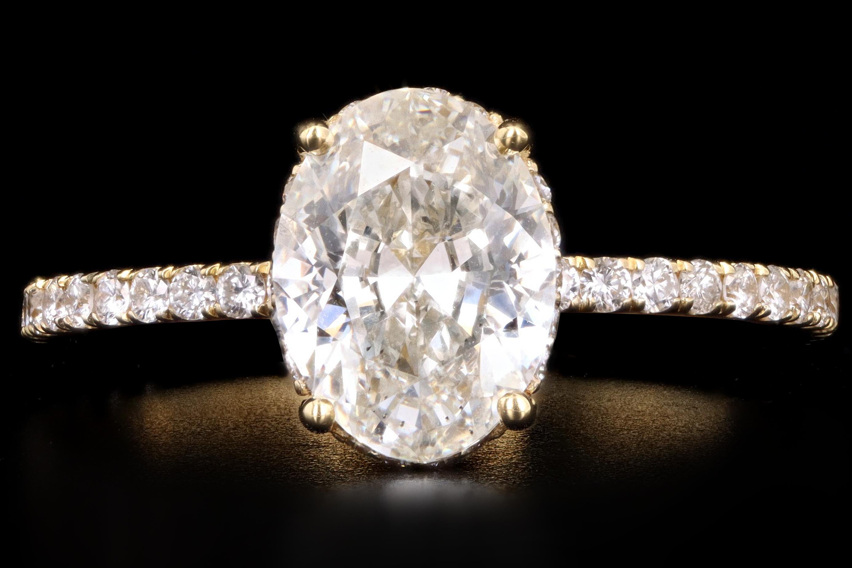 New 18K Yellow Gold 1.50 Carat Oval Cut Diamond Ring GIA Certified - Queen May