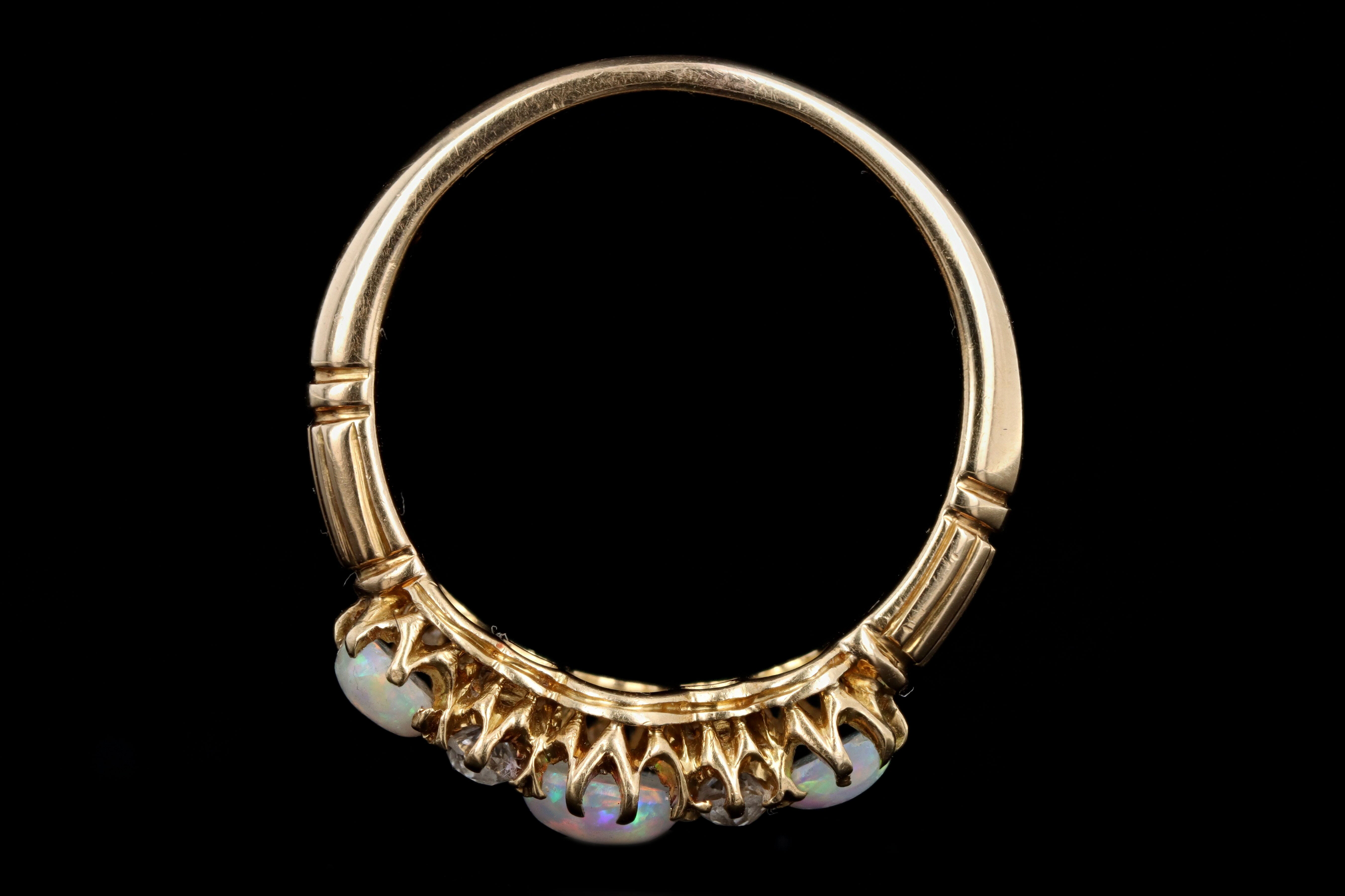 Victorian 18k yellow gold opal and diamond ring - Queen May