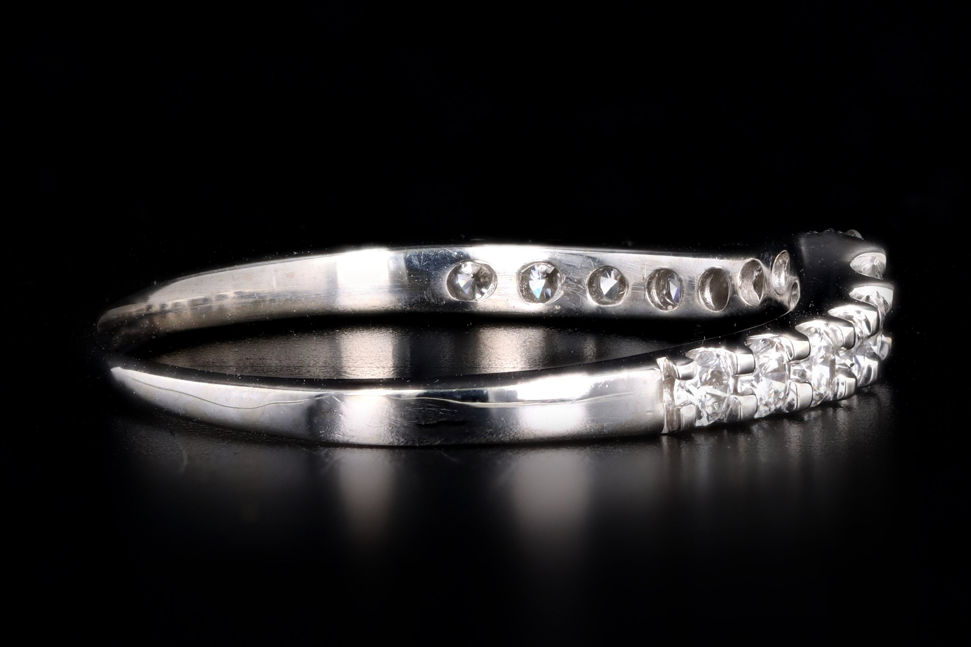 Modern 14K White Gold .50 Carat Round Brilliant Diamond Contour Wedding Band - Queen May
