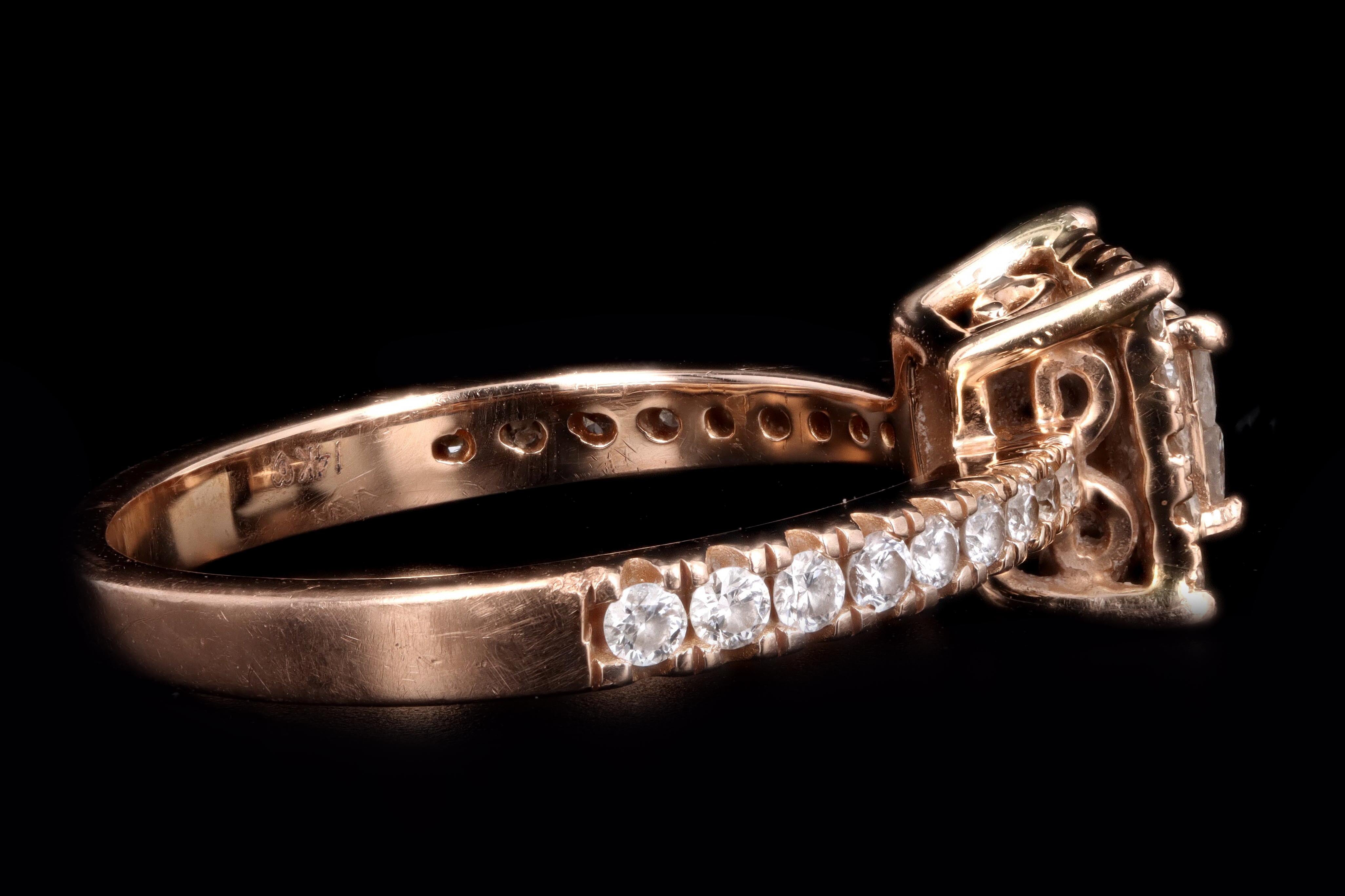 Modern 14K Rose Gold Princess Cut Diamond Cluster Engagement Ring - Queen May