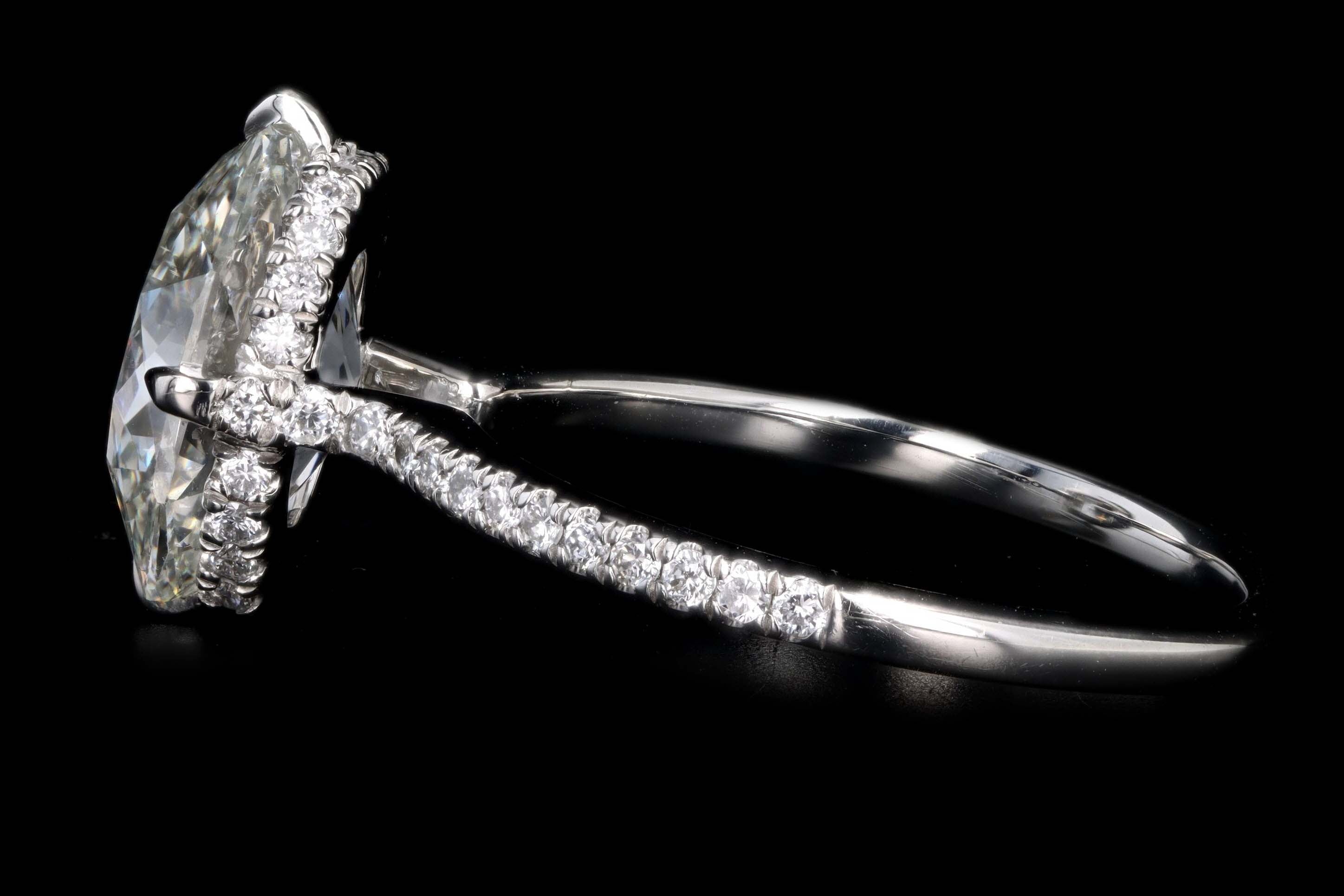 New Platinum 3.30 Carat Antique Radiant Cut Diamond Engagement Ring GIA Certified - Queen May