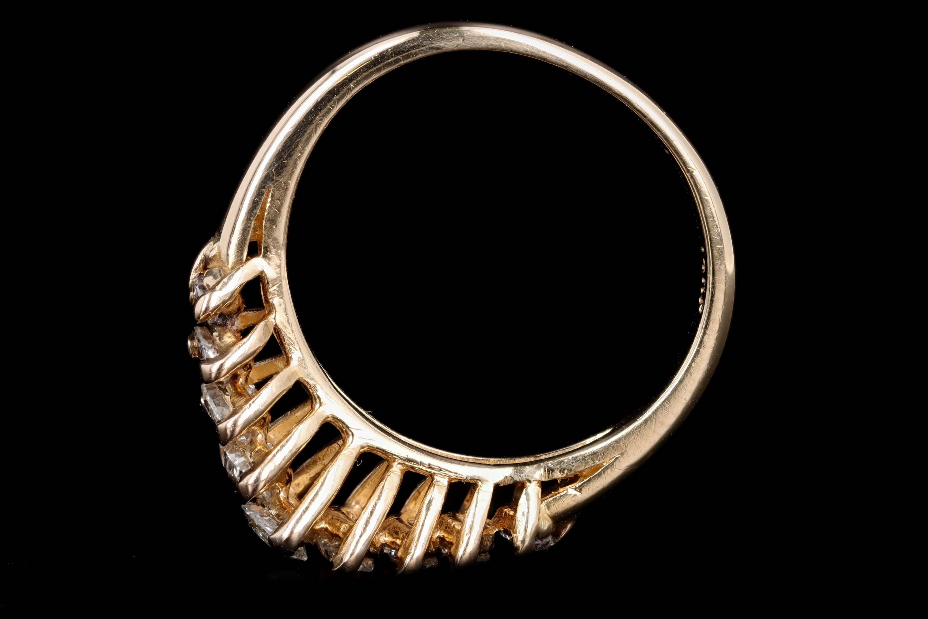 Vintage 14K Yellow Gold .85 Carat Total Weight Marquise Diamond Band - Queen May