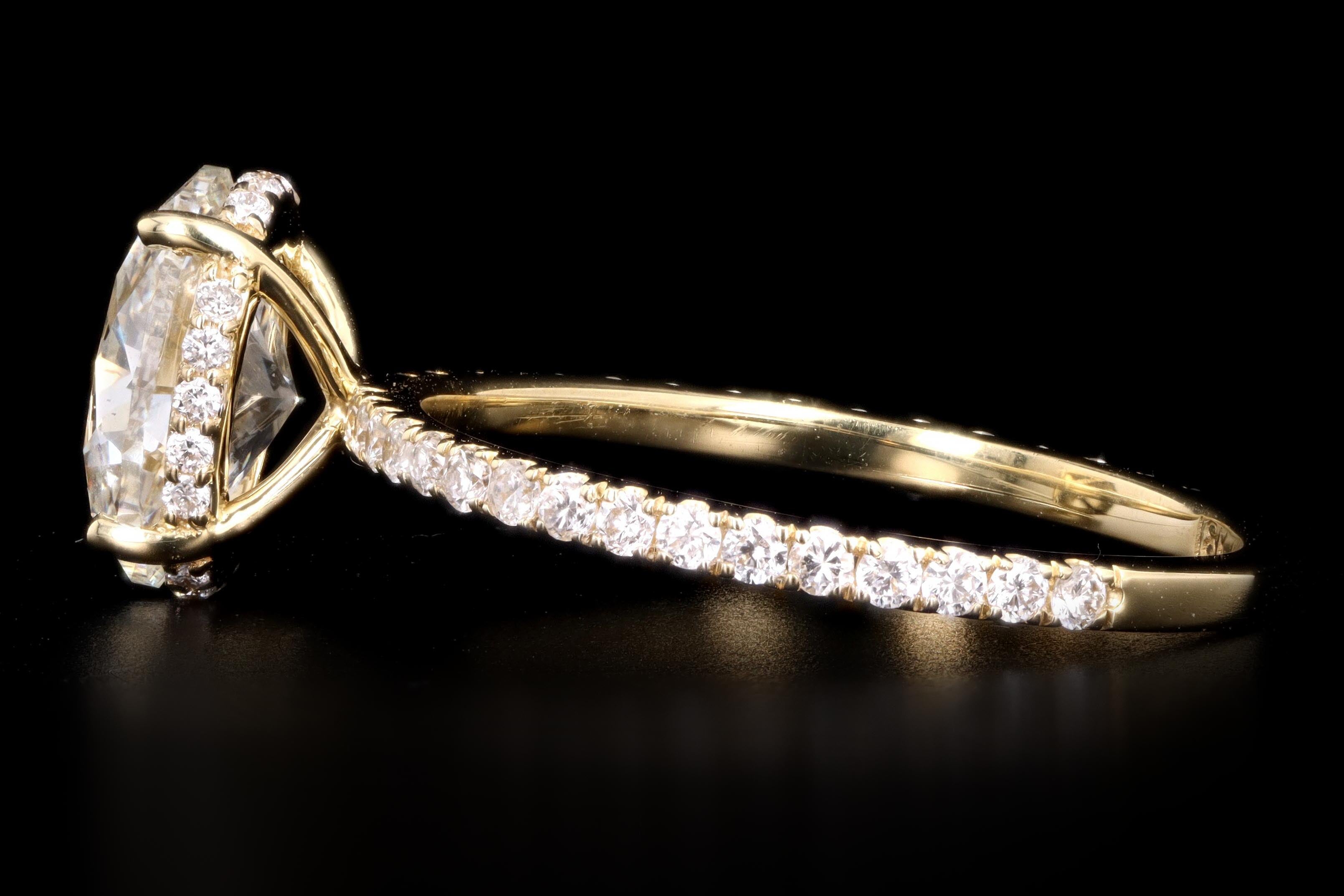 New 18K Yellow Gold 1.50 Carat Oval Cut Diamond Ring GIA Certified - Queen May