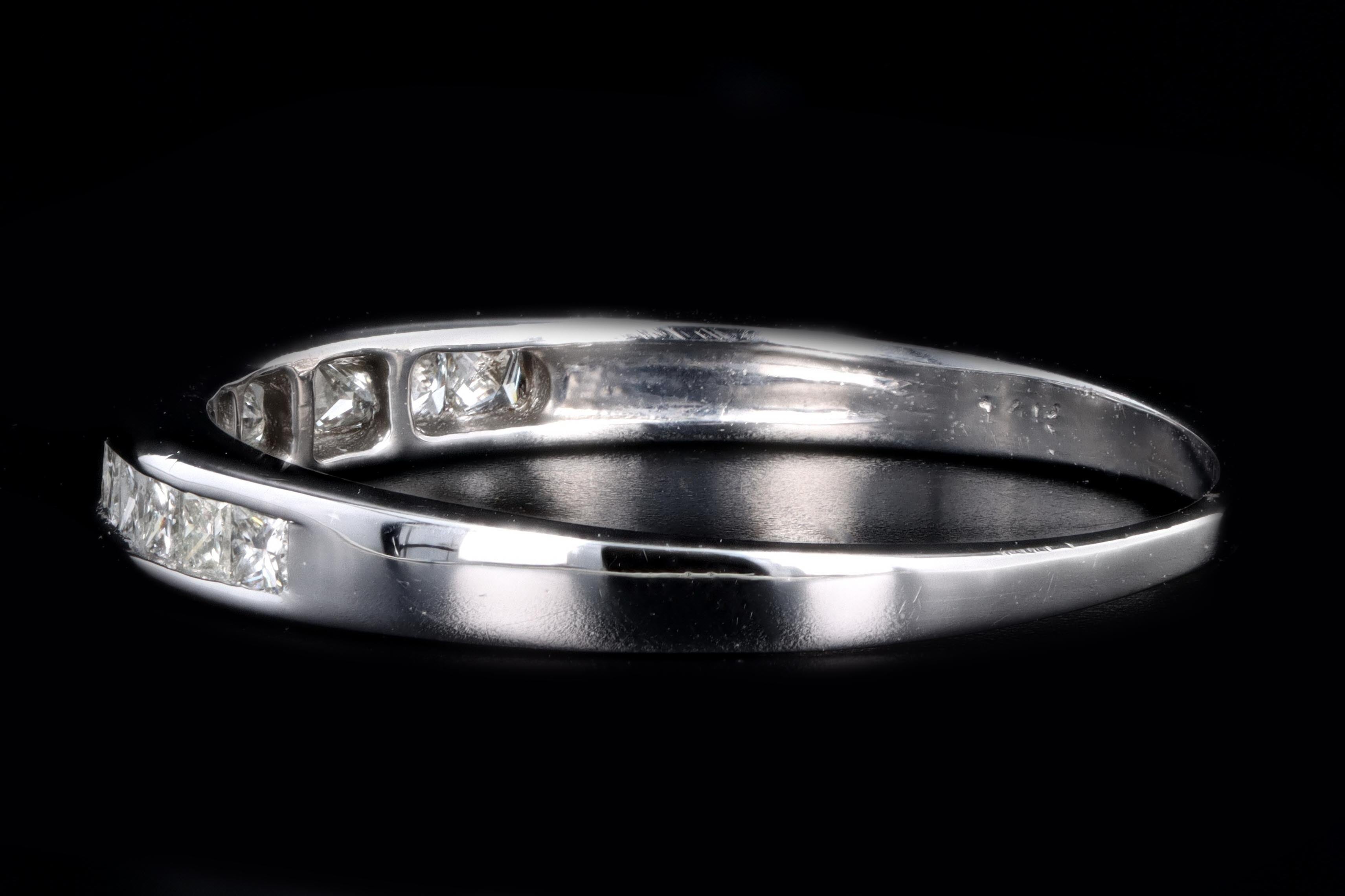 Modern 14K White Gold .50 Carat Total Weight Princess Cut Diamond Channel Wedding Band - Queen May
