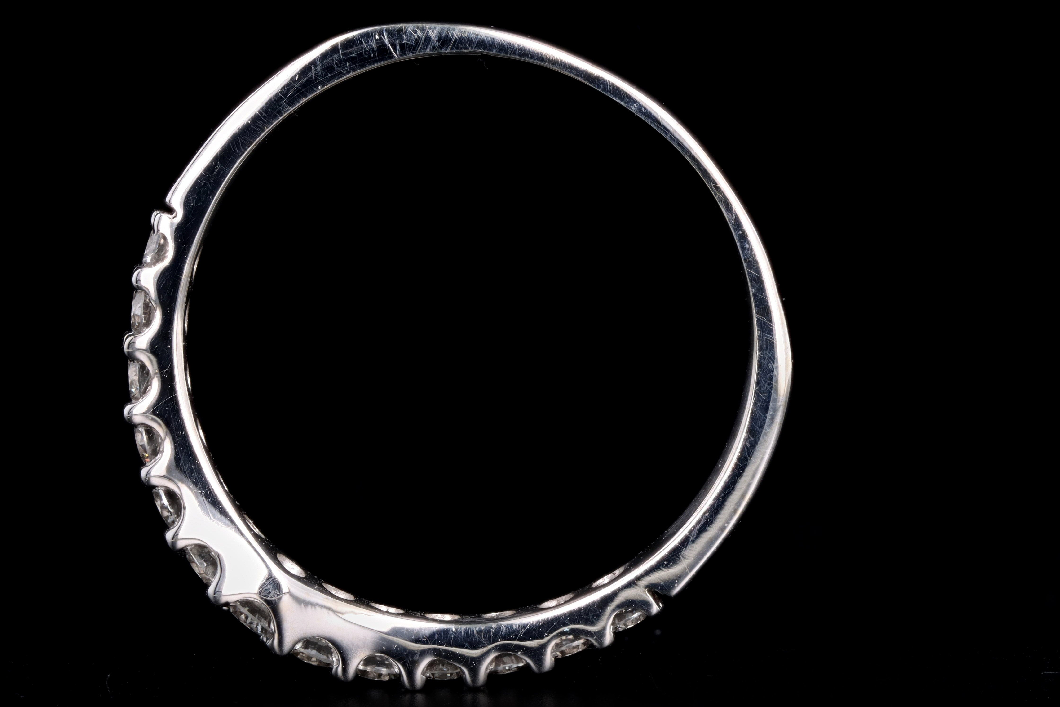 Modern 14K White Gold .50 Carat Round Brilliant Diamond Contour Wedding Band - Queen May