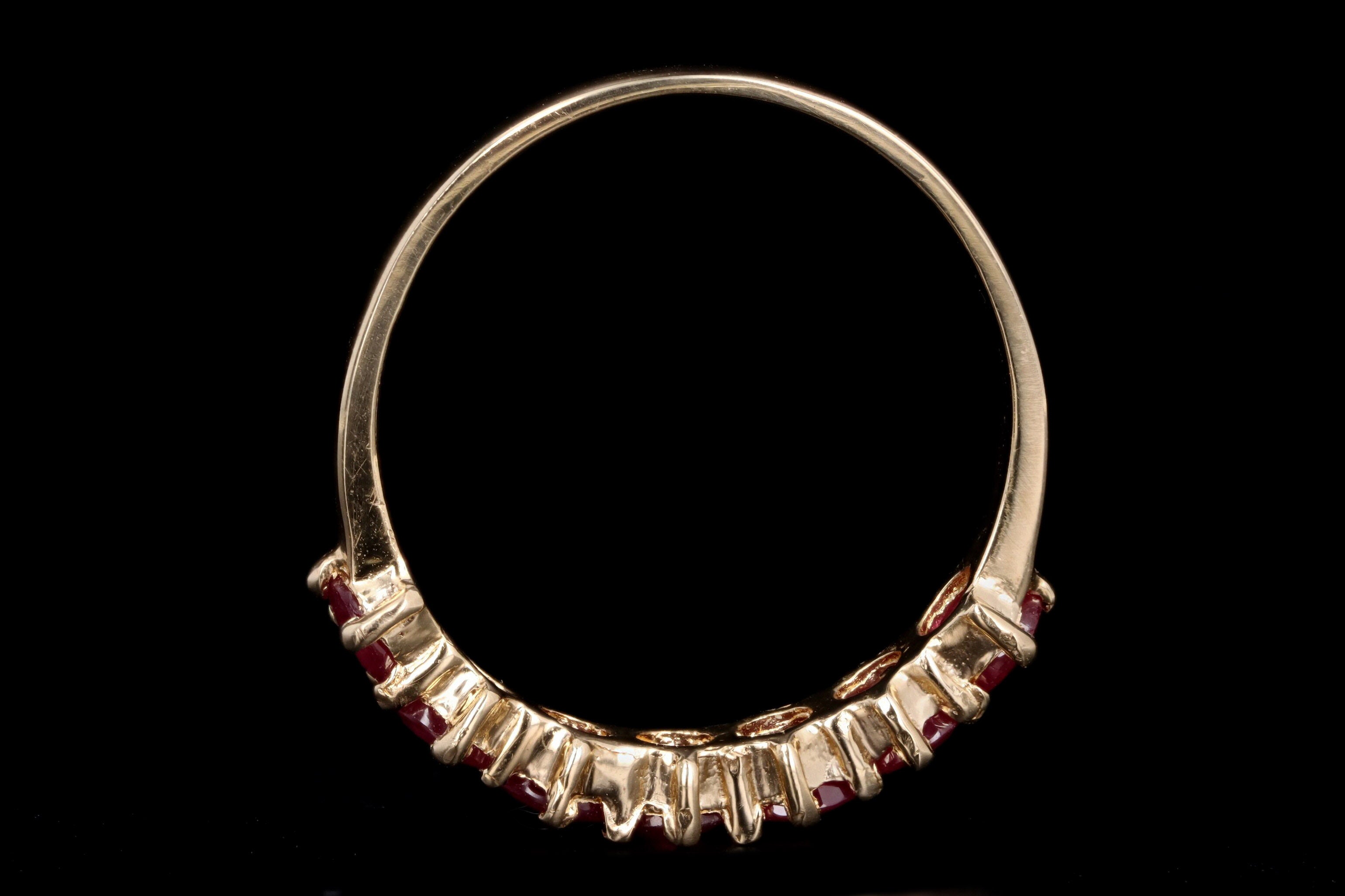 Vintage 14K Yellow Gold Natural Ruby Band - Queen May