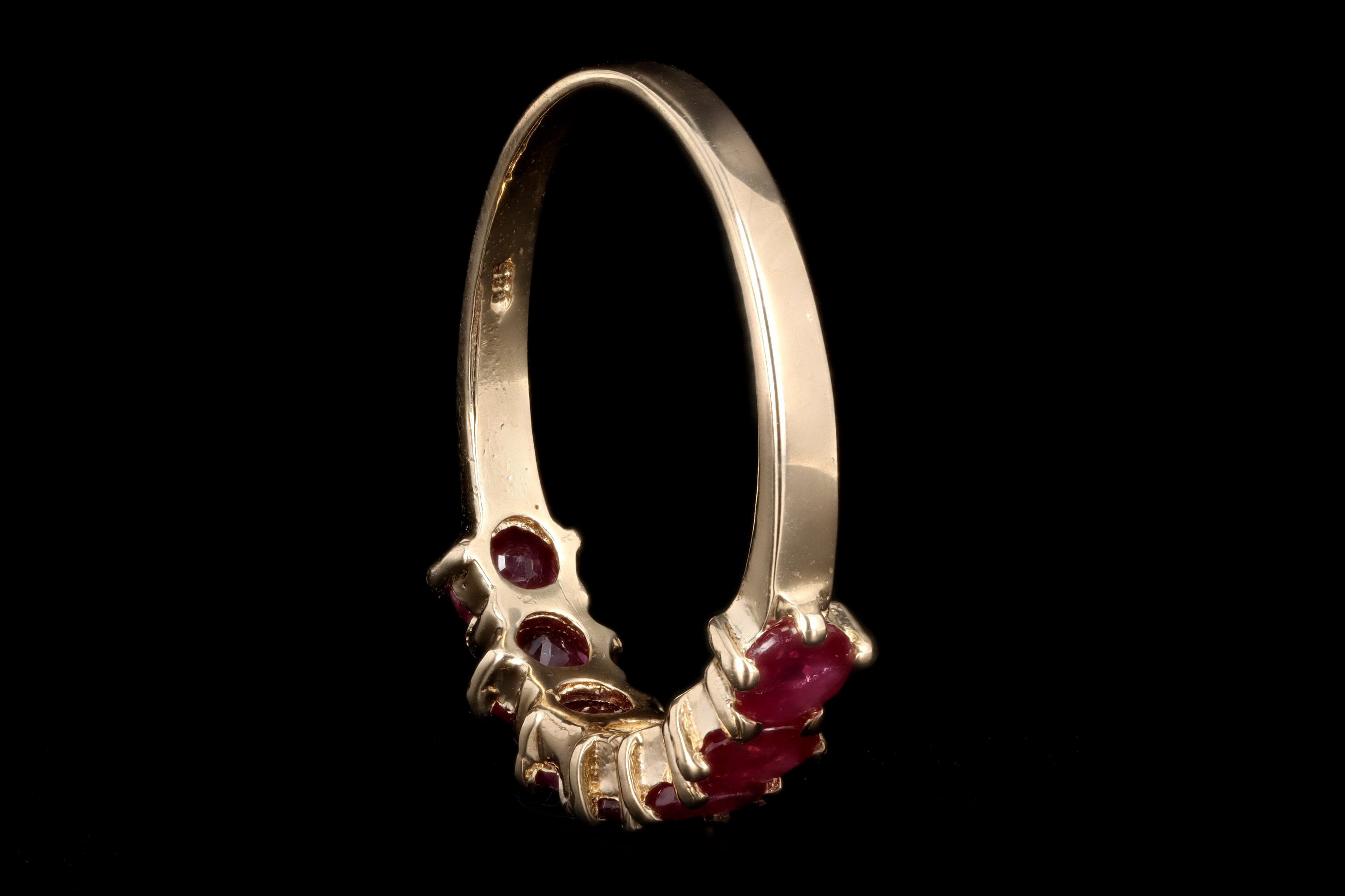 Vintage 14K Yellow Gold Natural Ruby Band - Queen May