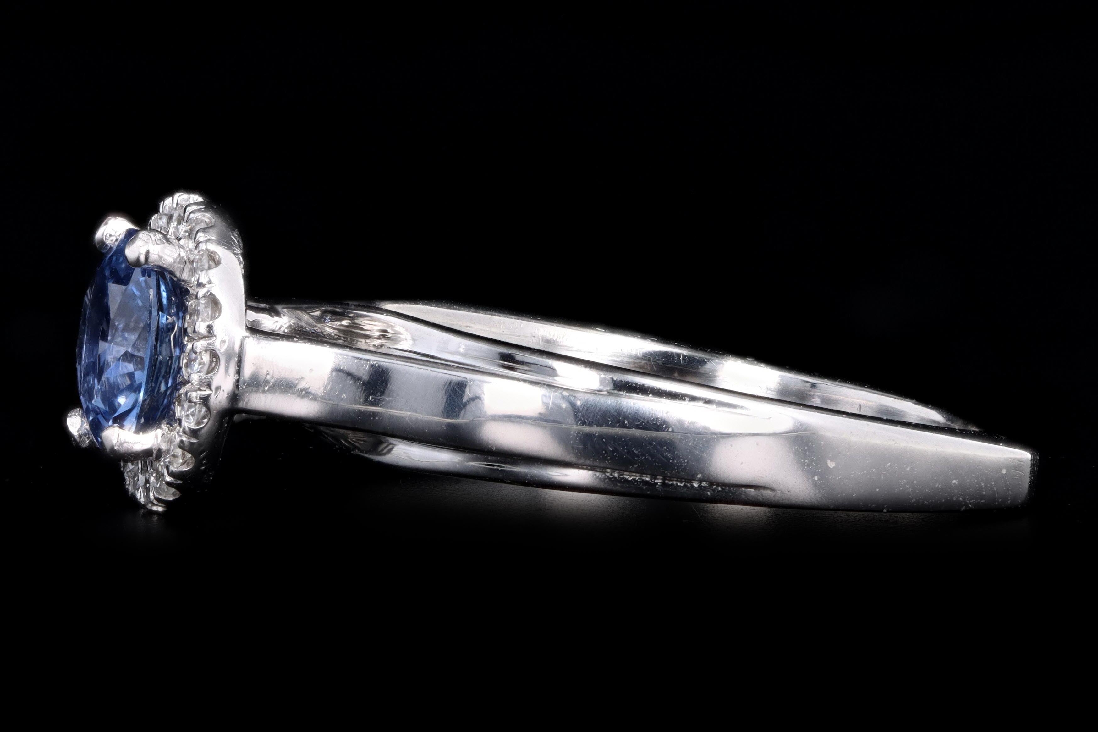 Modern 14K White Gold .86 Carat Natural Sapphire and Diamond Ring - Queen May