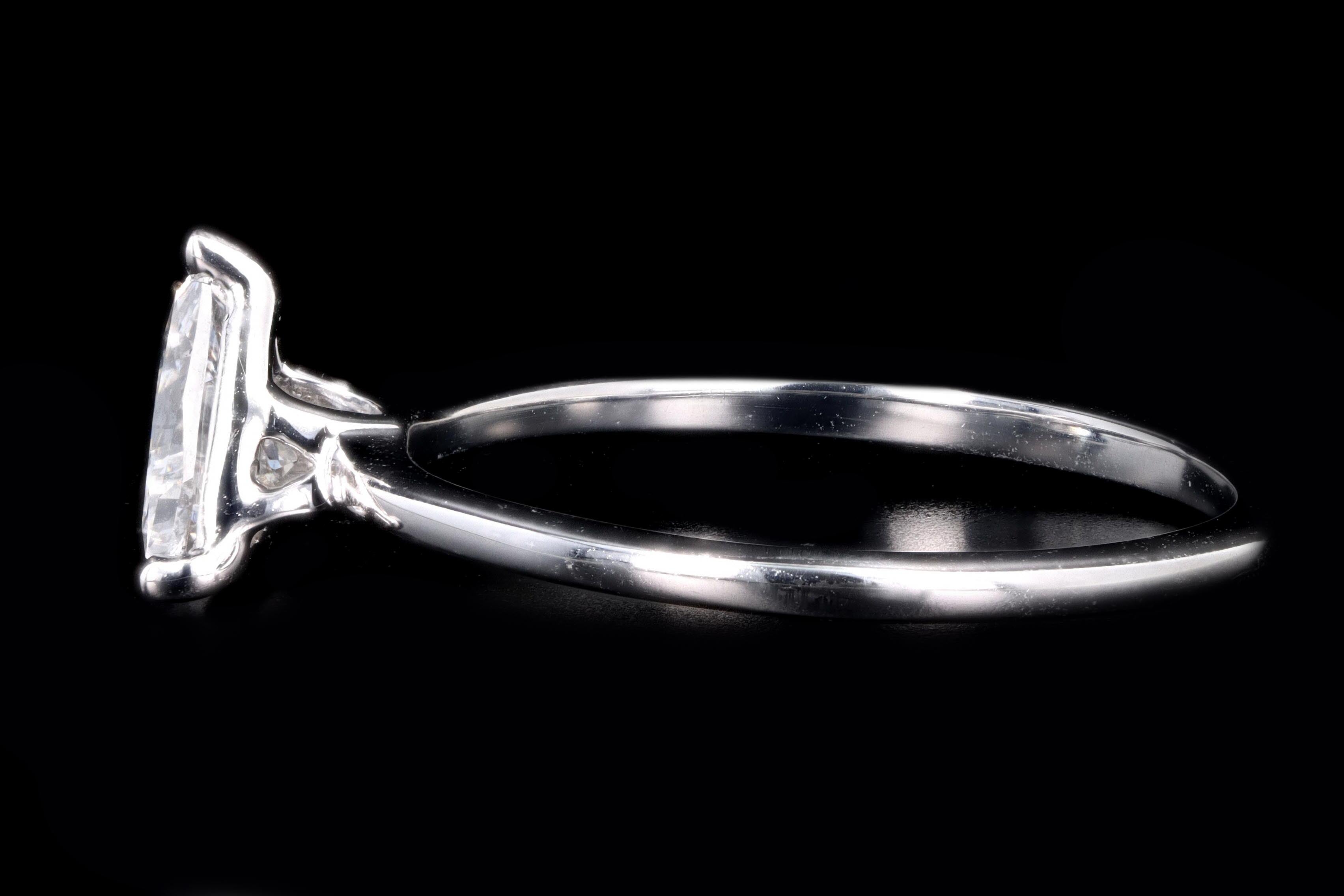 New 14K White Gold .58 Carat Trillion Cut Diamond Engagement Ring GIA Certified - Queen May