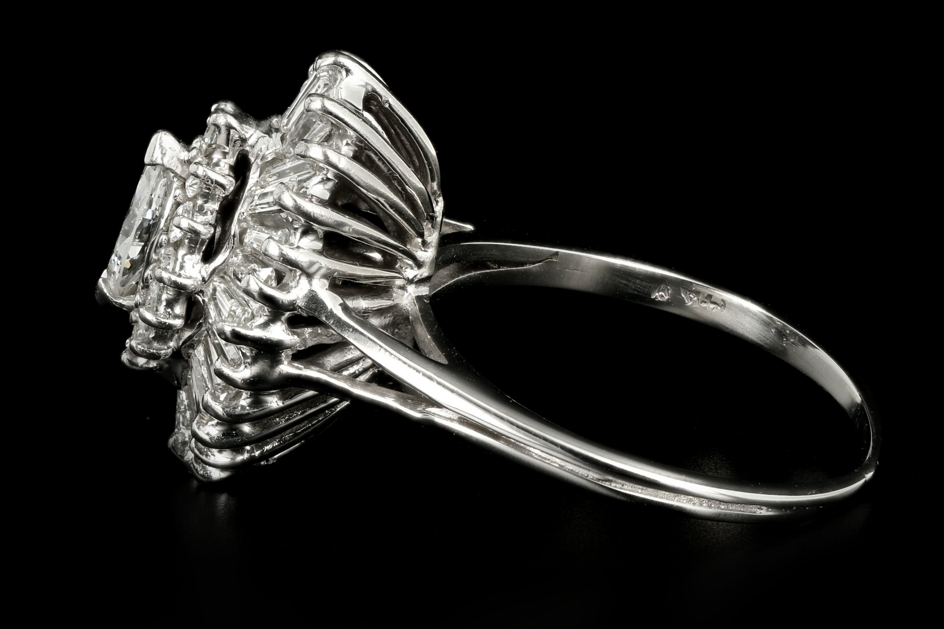 Retro 14K White Gold .30 Carat Marquise Cut Diamond Ballerina Ring - Queen May