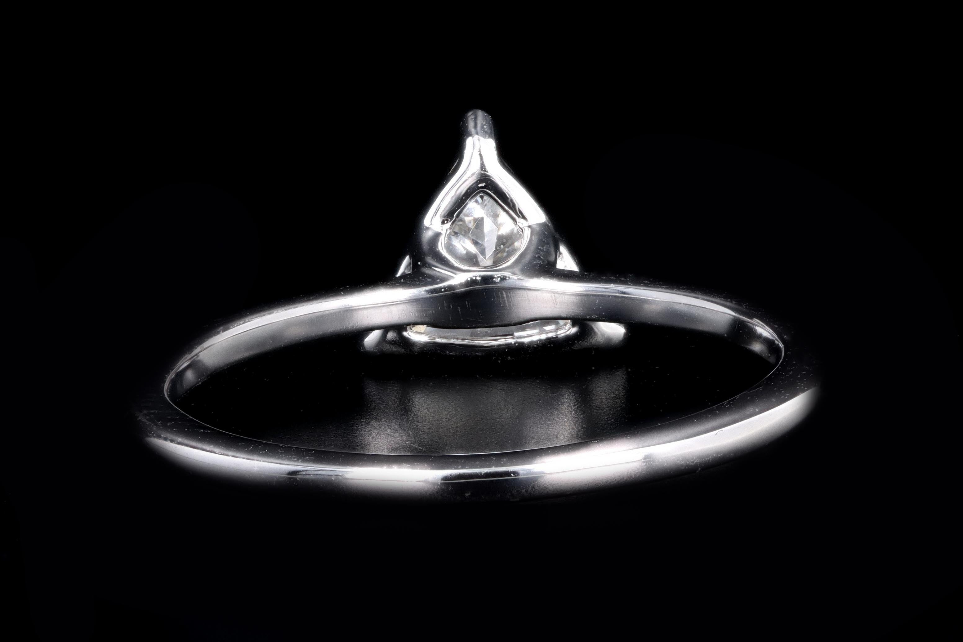 New 14K White Gold .58 Carat Trillion Cut Diamond Engagement Ring GIA Certified - Queen May