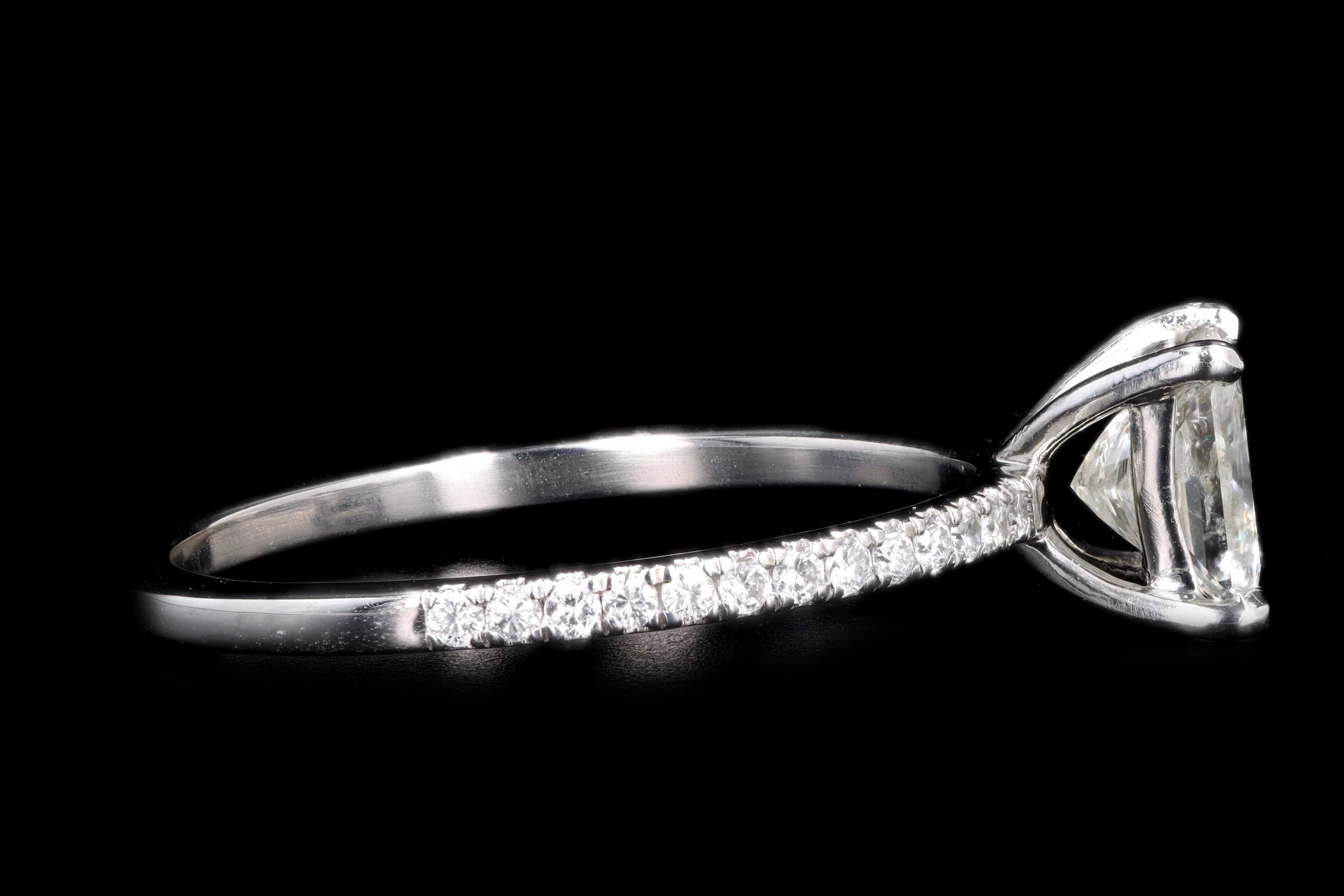 Modern Platinum 1 Carat Princess Cut Diamond Engagement Ring - Queen May