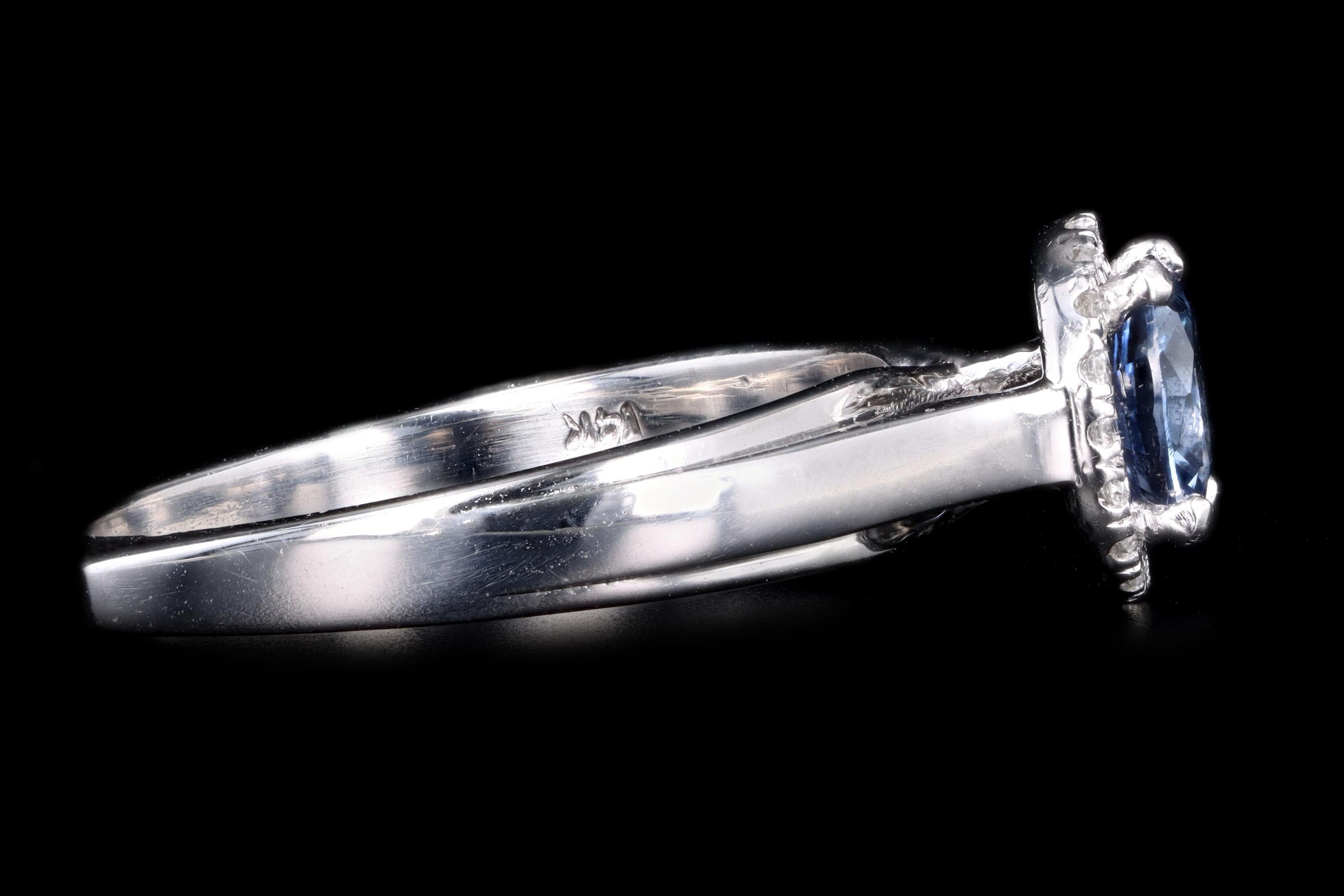 Modern 14K White Gold .86 Carat Natural Sapphire and Diamond Ring - Queen May