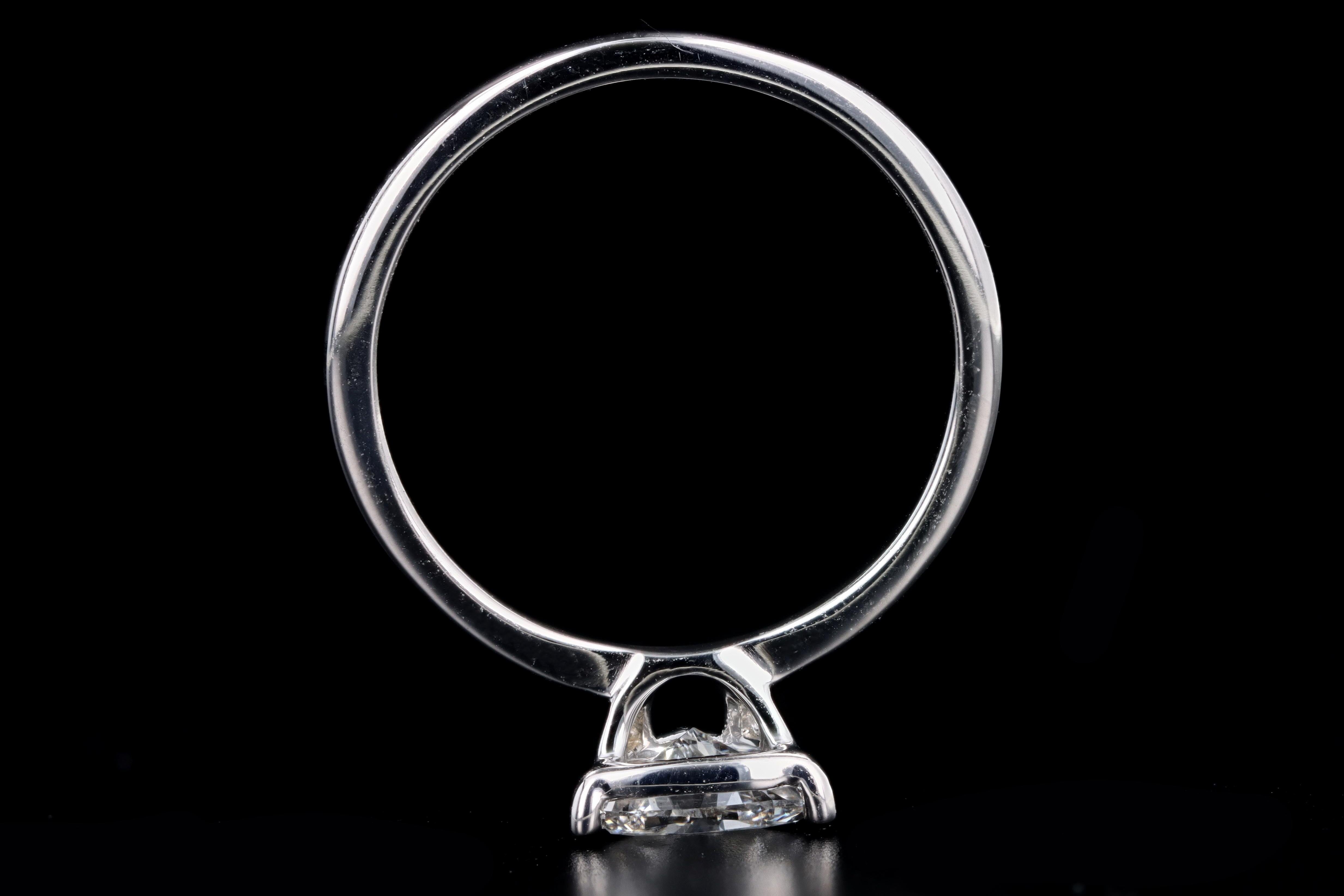 New 14K White Gold .58 Carat Trillion Cut Diamond Engagement Ring GIA Certified - Queen May
