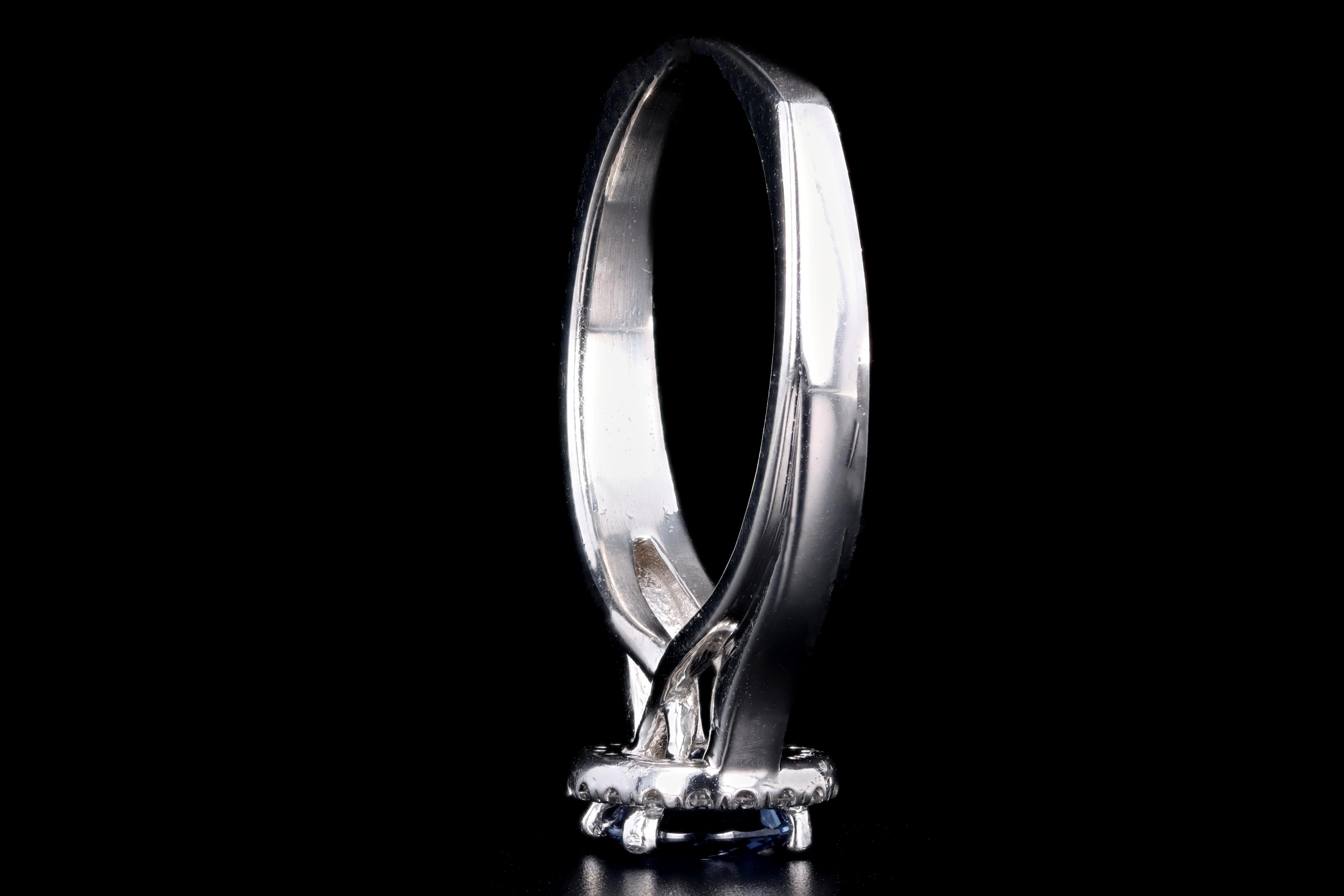 Modern 14K White Gold .86 Carat Natural Sapphire and Diamond Ring - Queen May