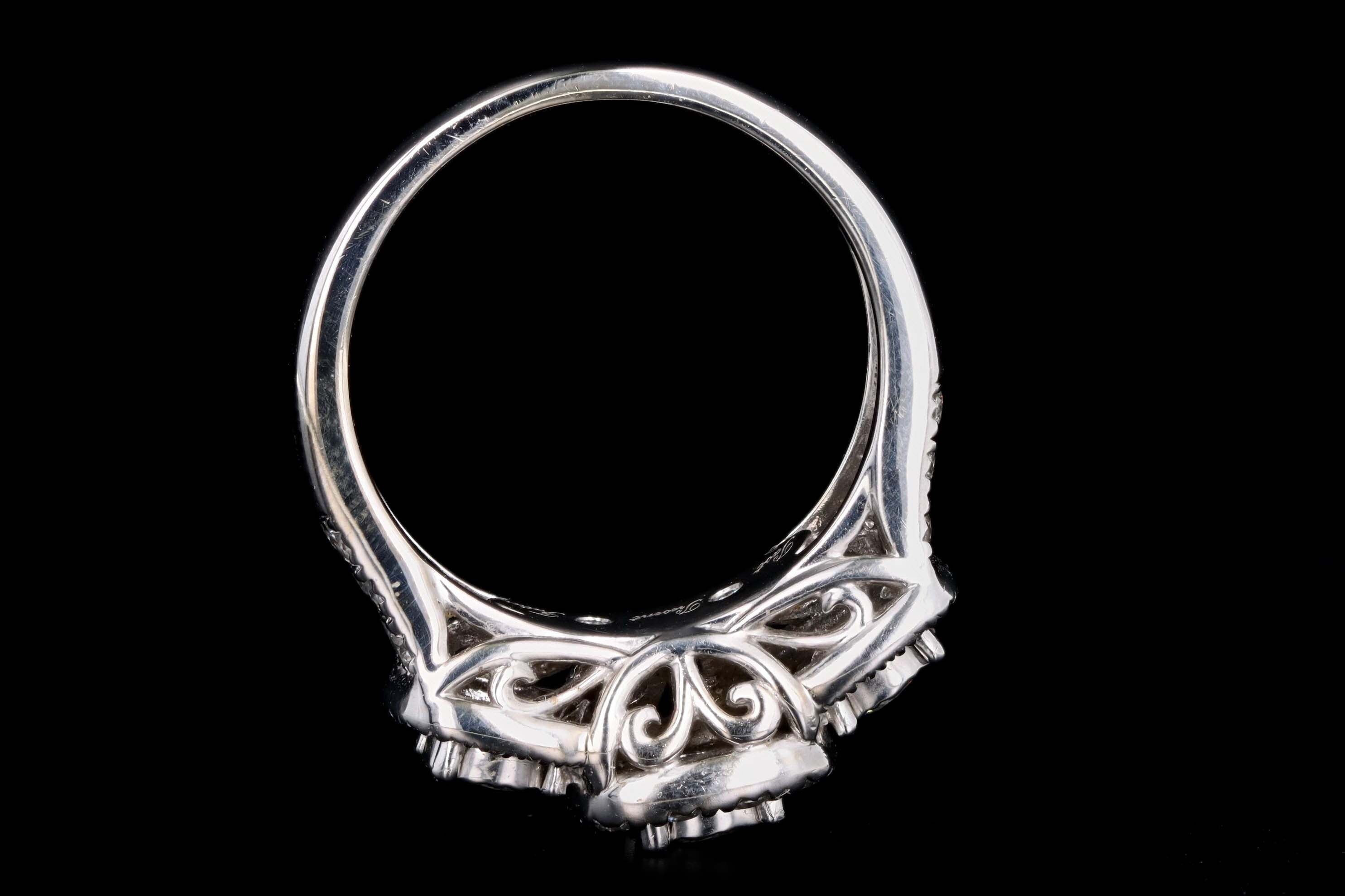 Modern 14K White Gold 1 Carat Total Weight Diamond Past Present Future Three Stone Engagement Ring - Queen May