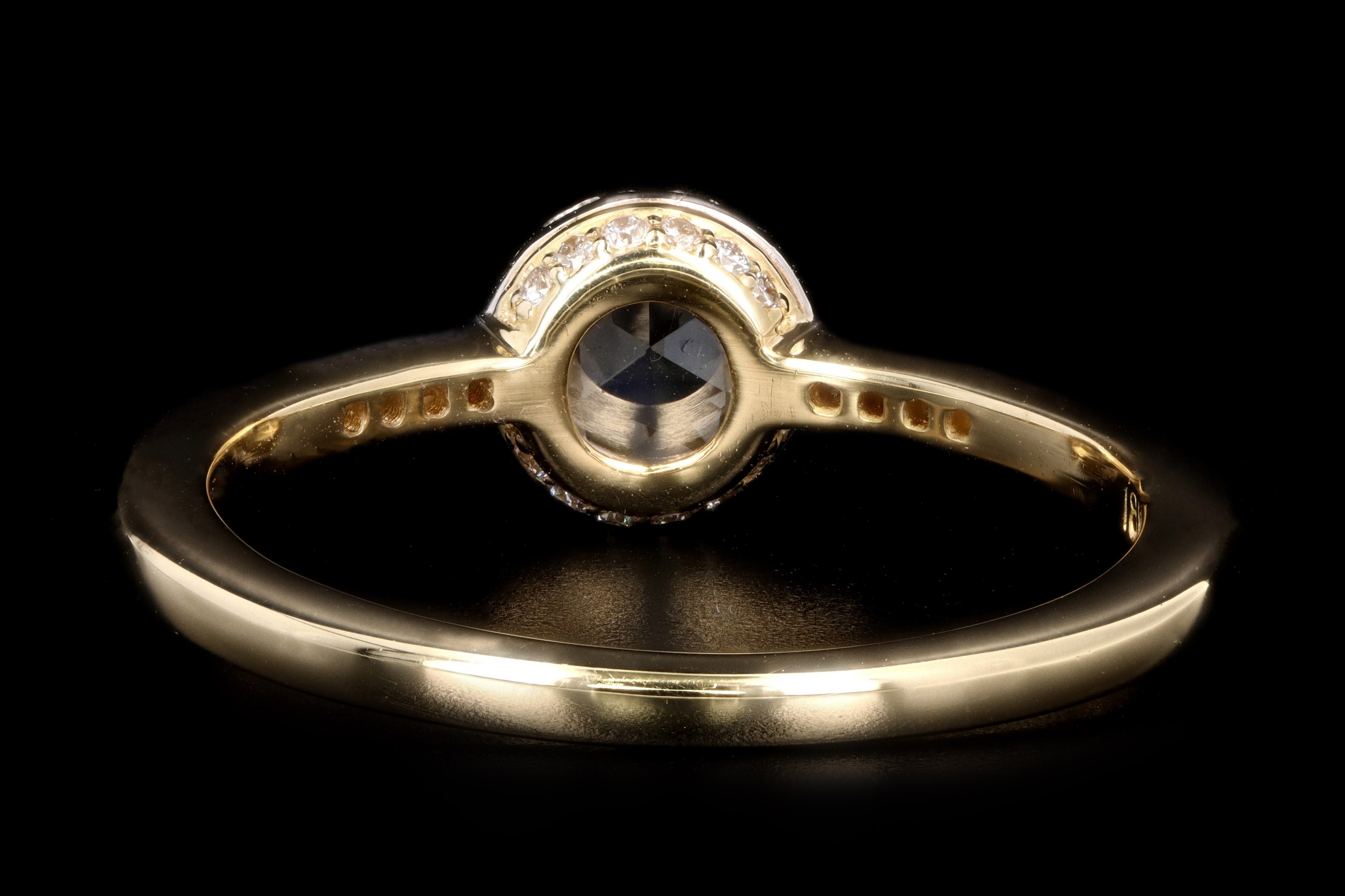 New Vintage Inspired 18K Yellow Gold & Platinum .45 Carat Rose Cut Diamond Engagement Ring - Queen May