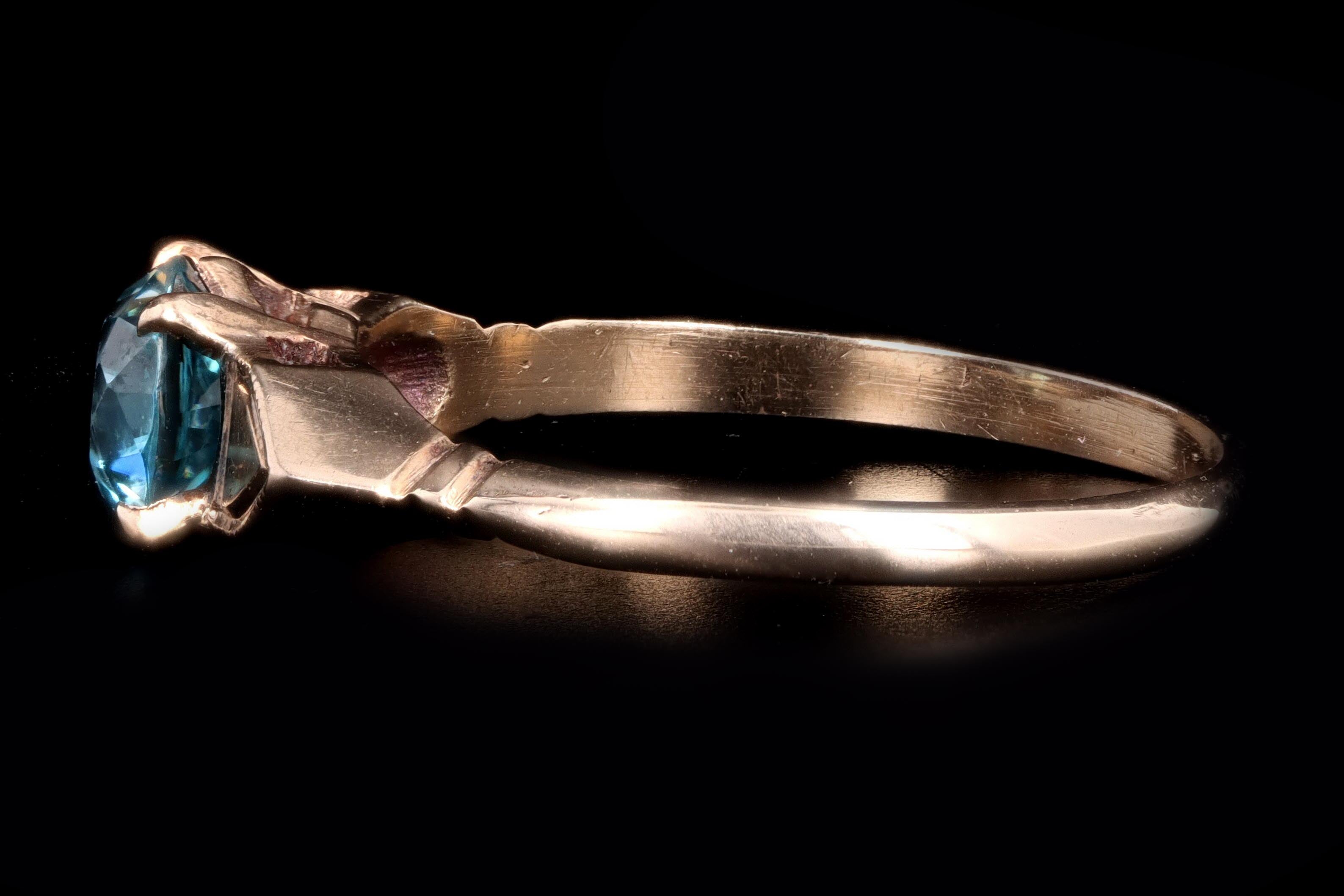 Victorian 10K Yellow Gold .95 Carat Old European Cut Zircon Ring - Queen May