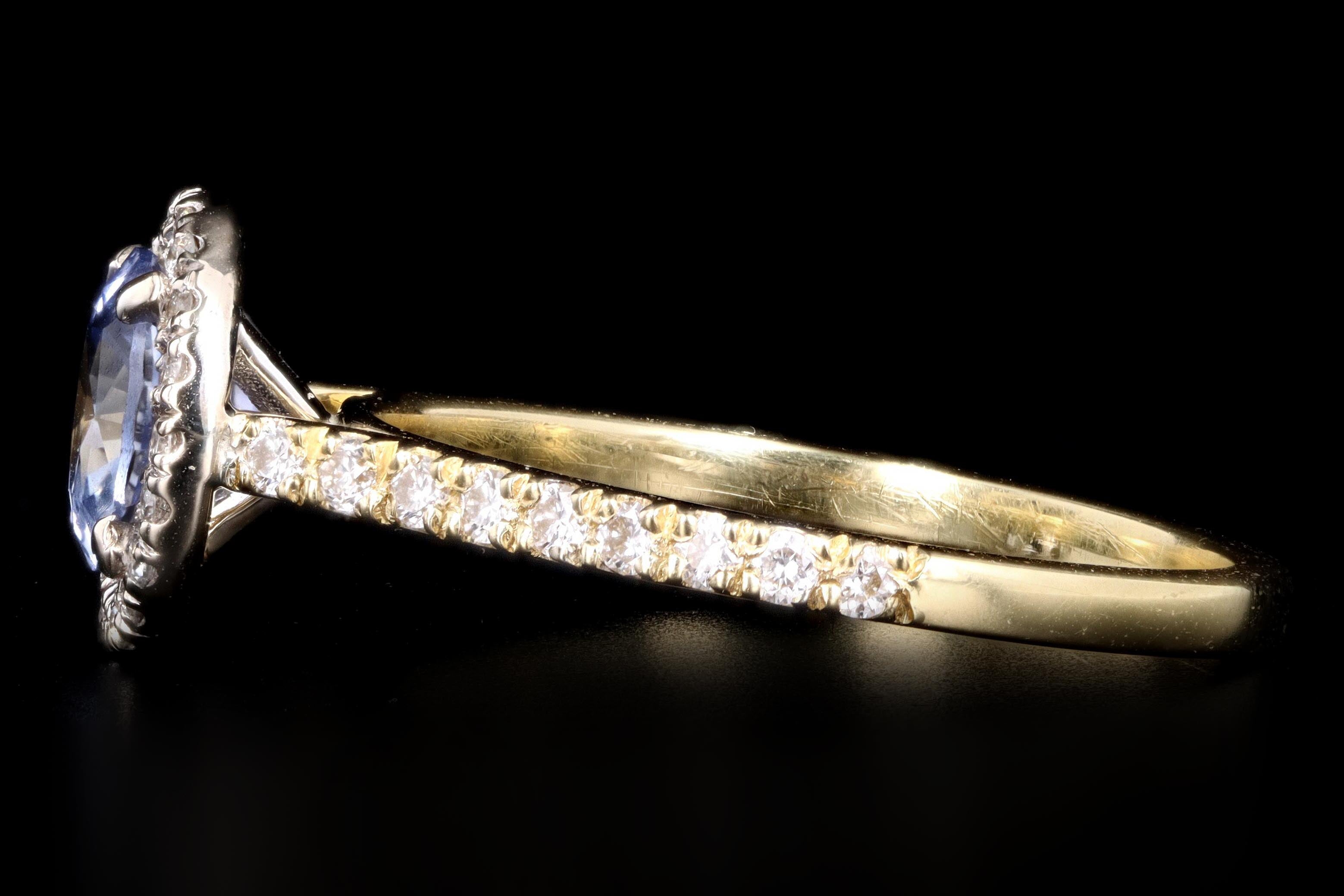 Modern 18K Yellow Gold 1.25 Carat Natural Sapphire and Diamond Ring - Queen May