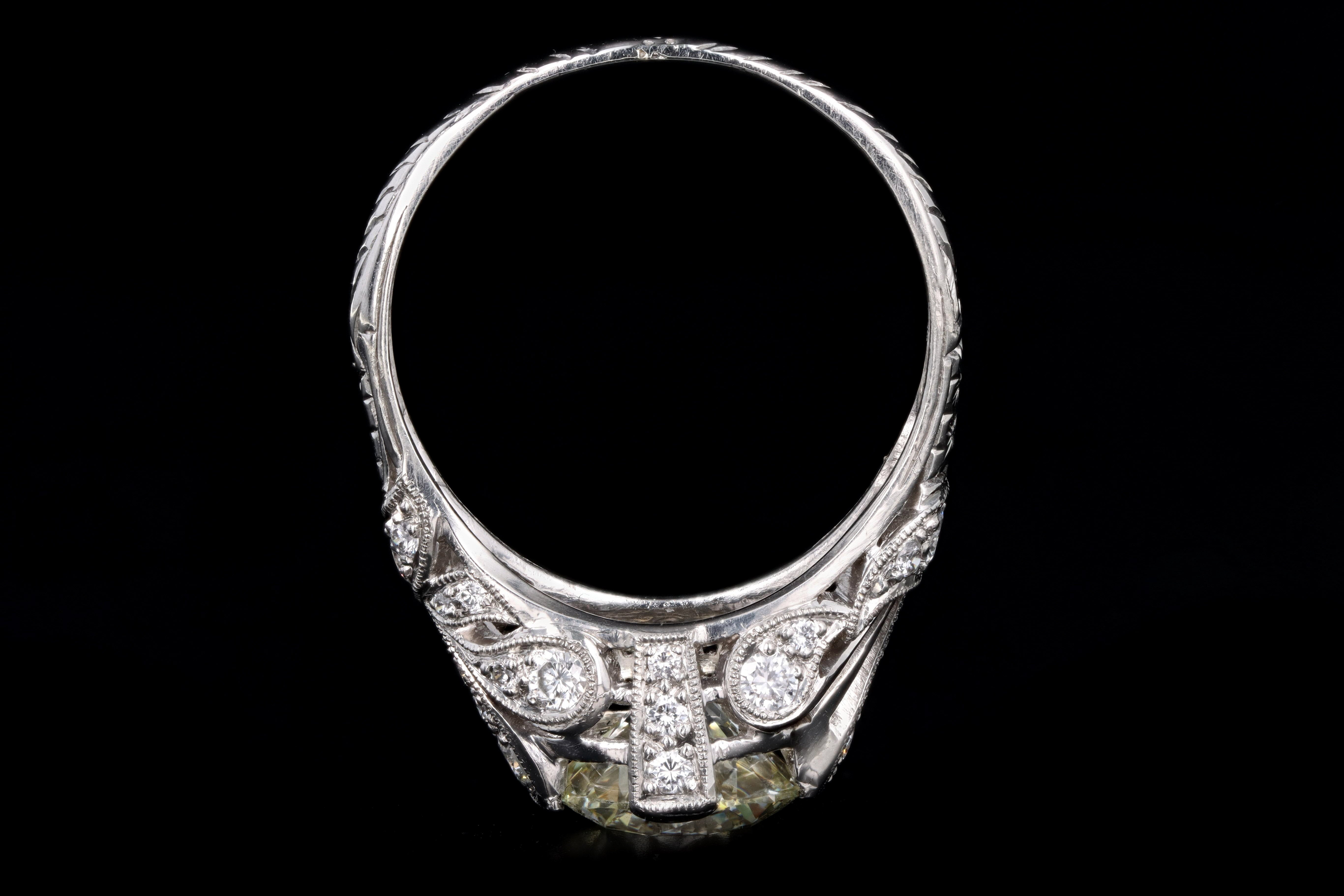 Art Deco Inspired 2.12 Carat Round Brilliant Cut Diamond Engagement Ring - Queen May