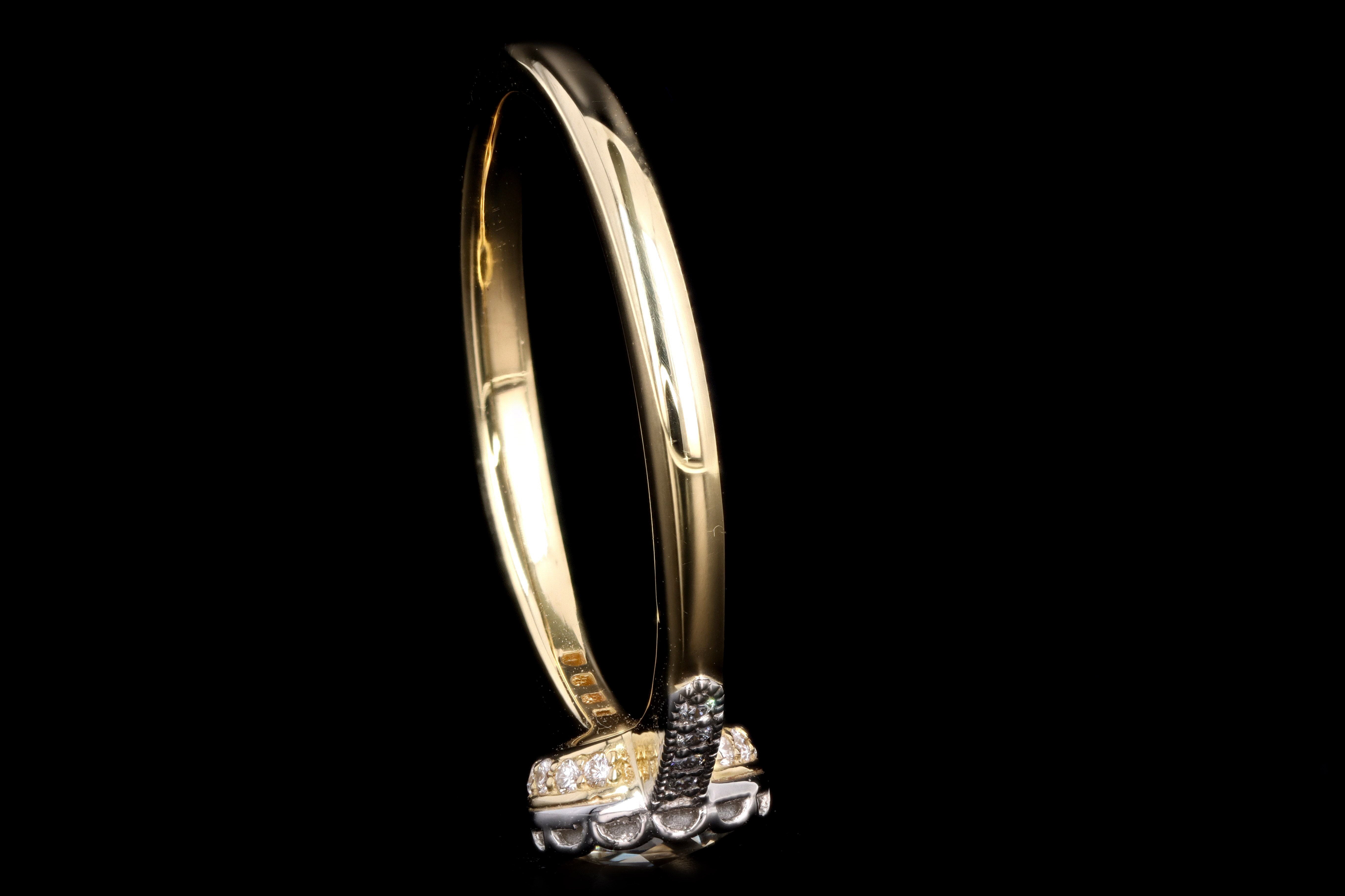 New Vintage Inspired 18K Yellow Gold & Platinum .45 Carat Rose Cut Diamond Engagement Ring - Queen May