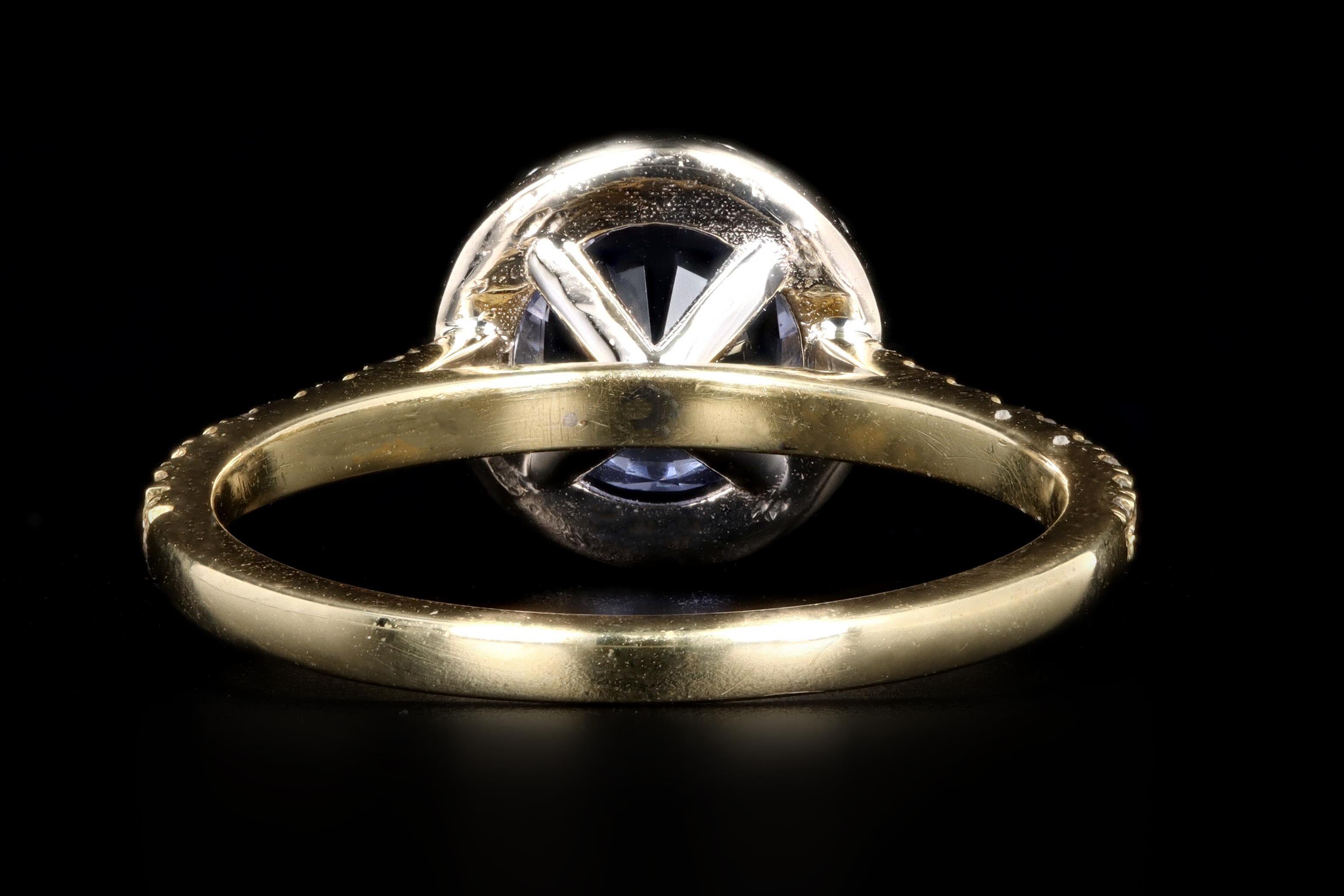 Modern 18K Yellow Gold 1.25 Carat Natural Sapphire and Diamond Ring - Queen May
