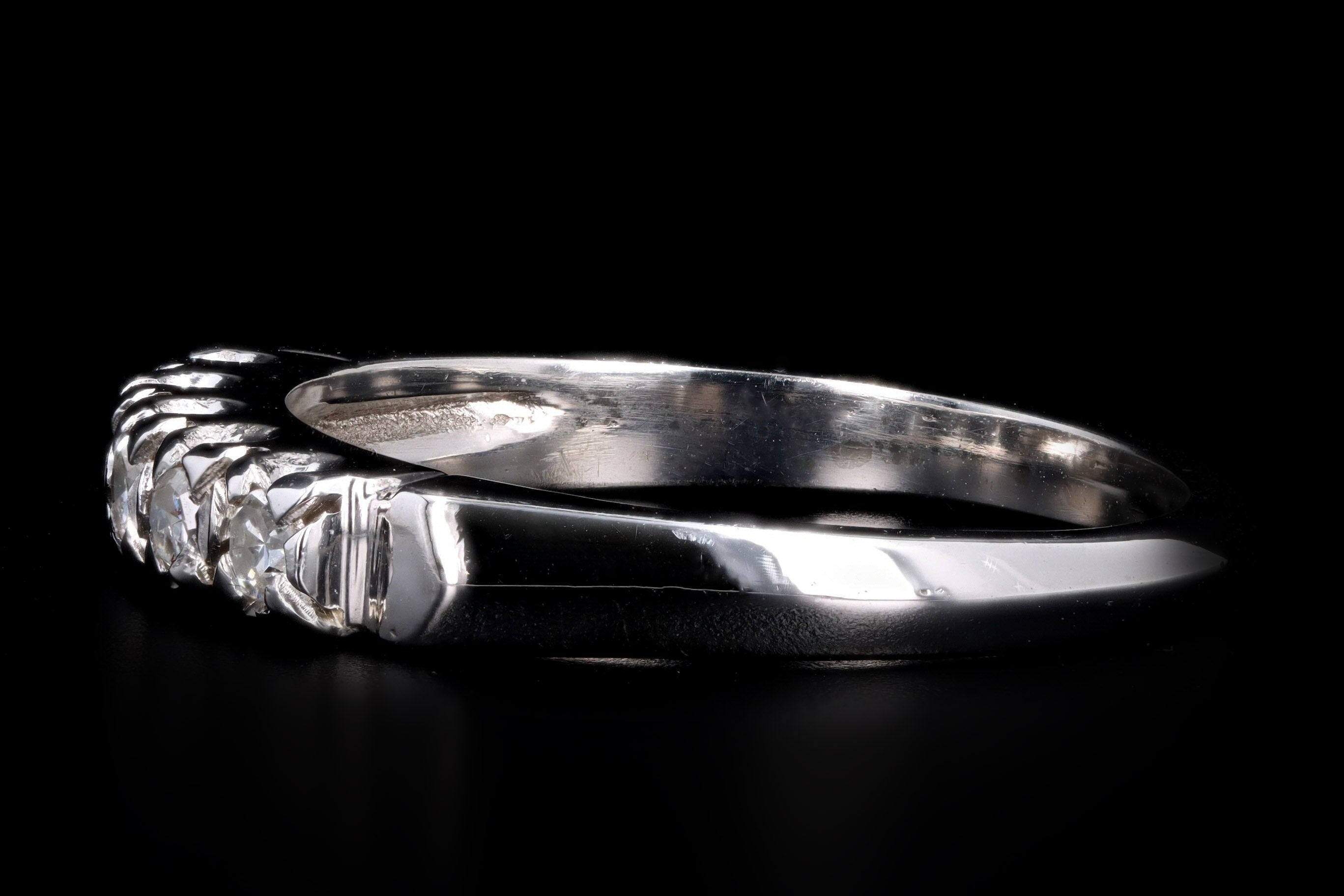 Vintage 14K White Gold .1 Carat Total Weight Diamond Wedding Band - Queen May